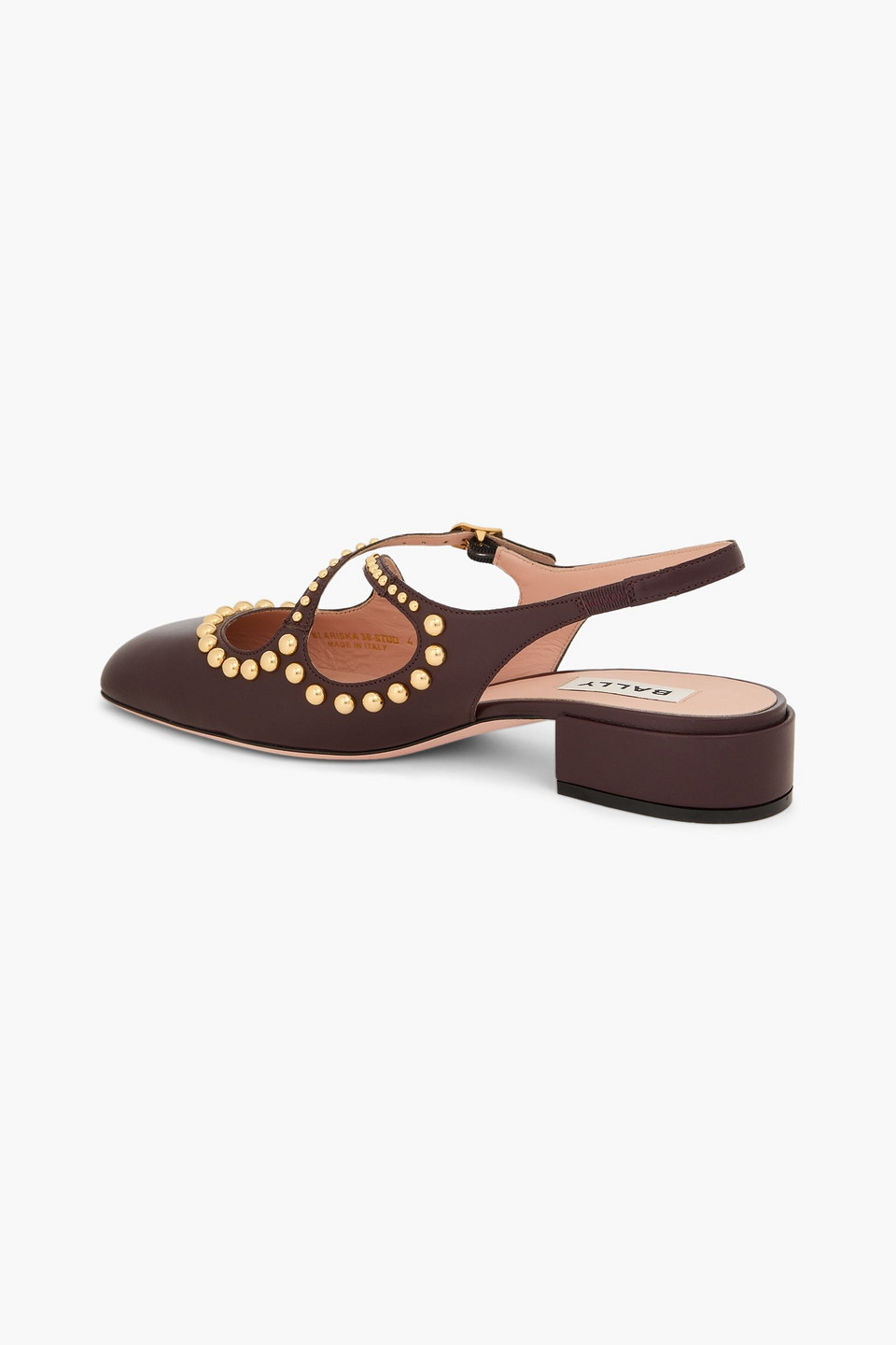  Bally - Blariska 30 Studded Glossed-leather Slingback Pumps - Brown - Eu 36 