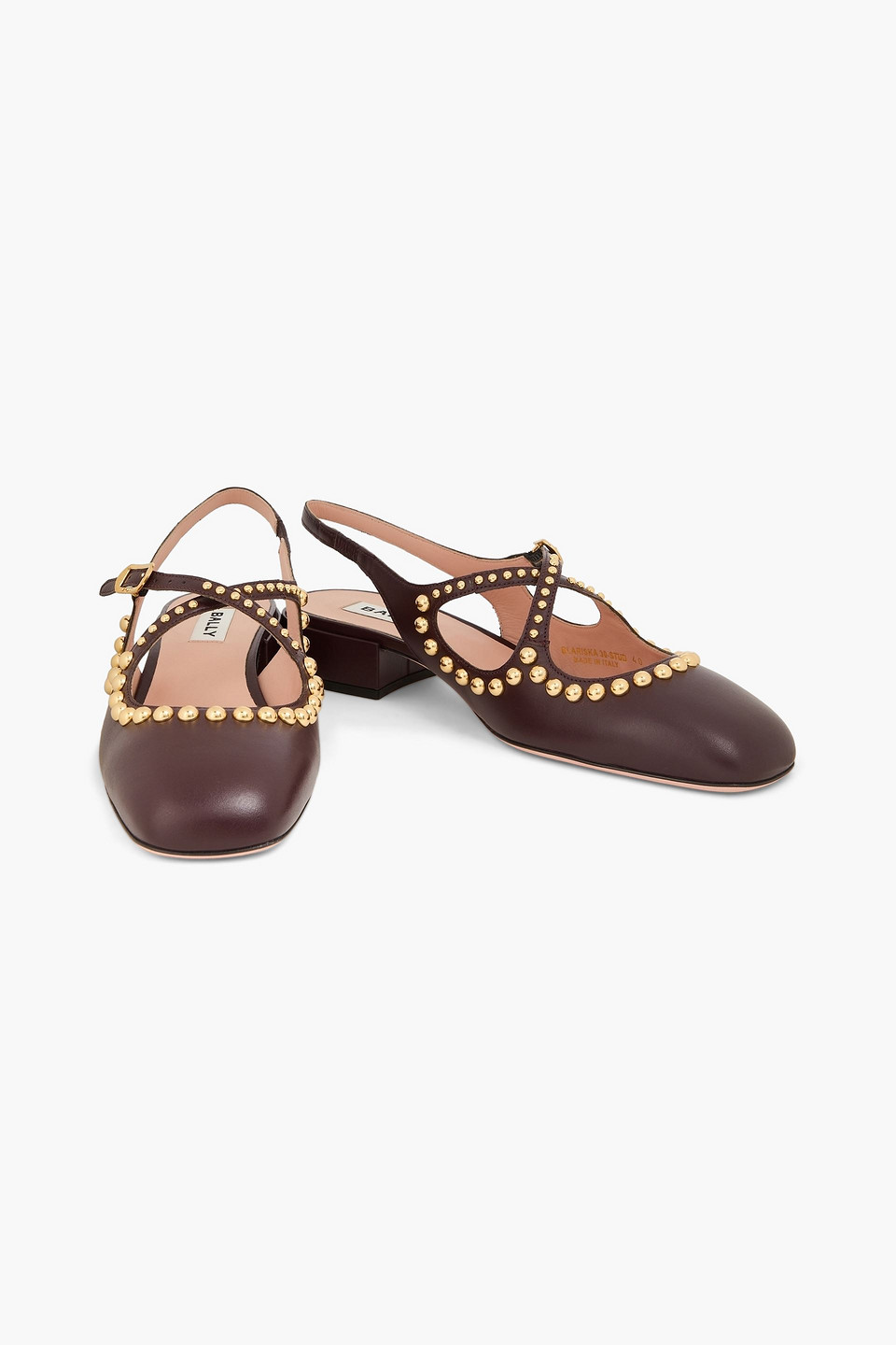  Bally - Blariska 30 Studded Glossed-leather Slingback Pumps - Brown - Eu 36 