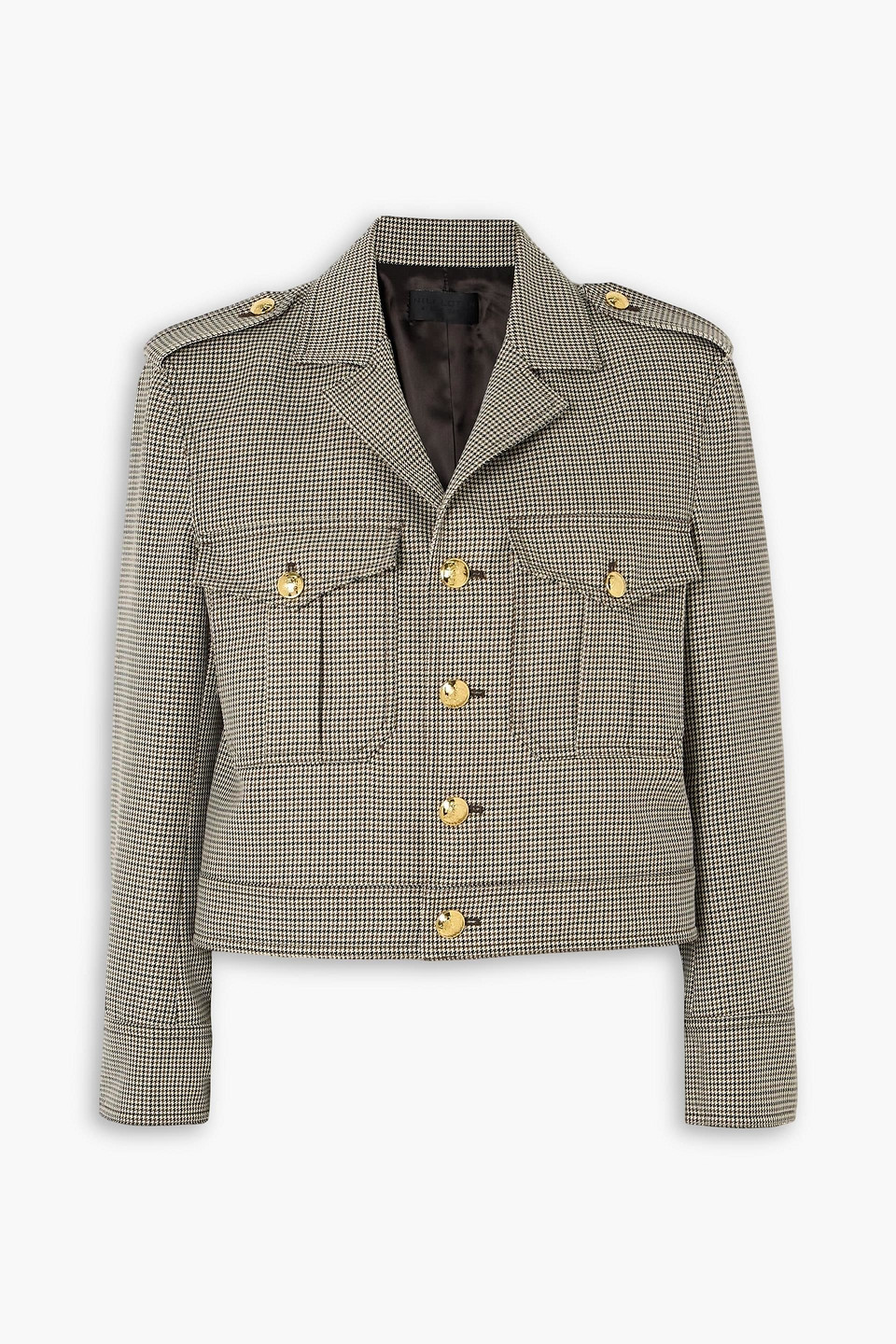 nili lotan - lise cropped houndstooth wool jacket - brown - l