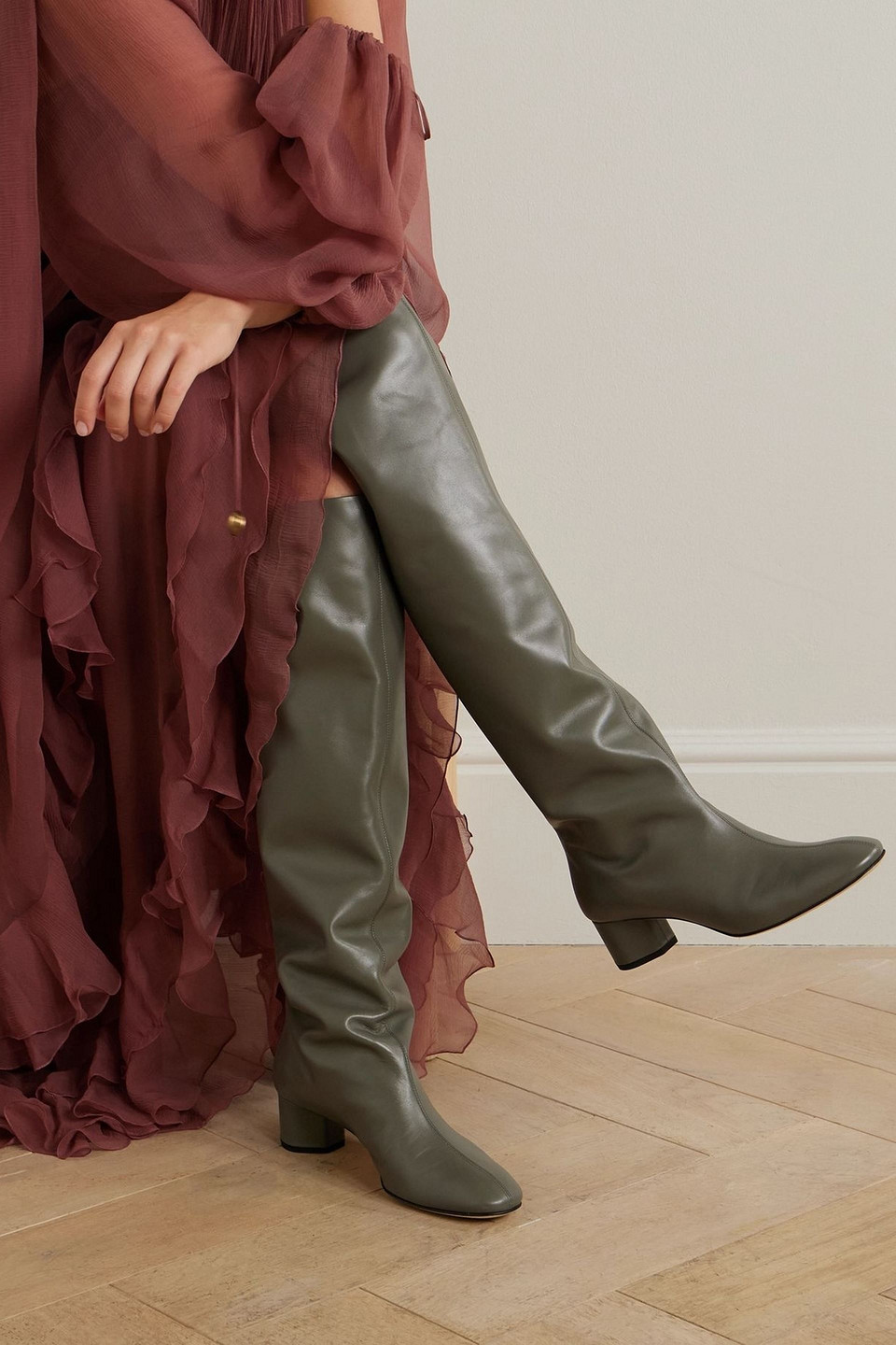 Aeyde Willa Leather Knee Boots In Multi