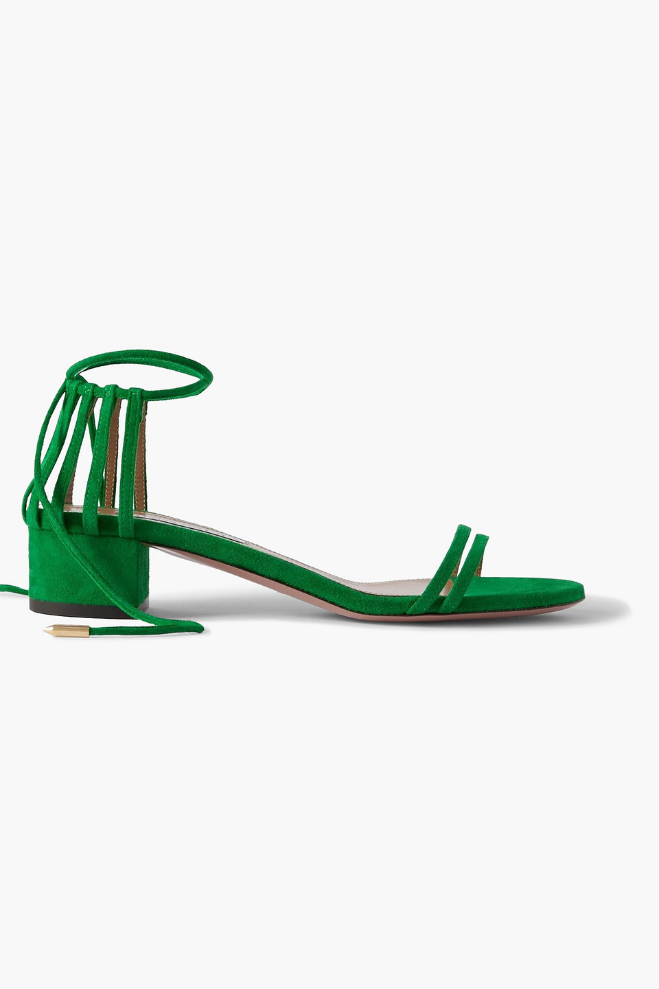 aquazzura - straight to heaven suede sandals - green - eu 39