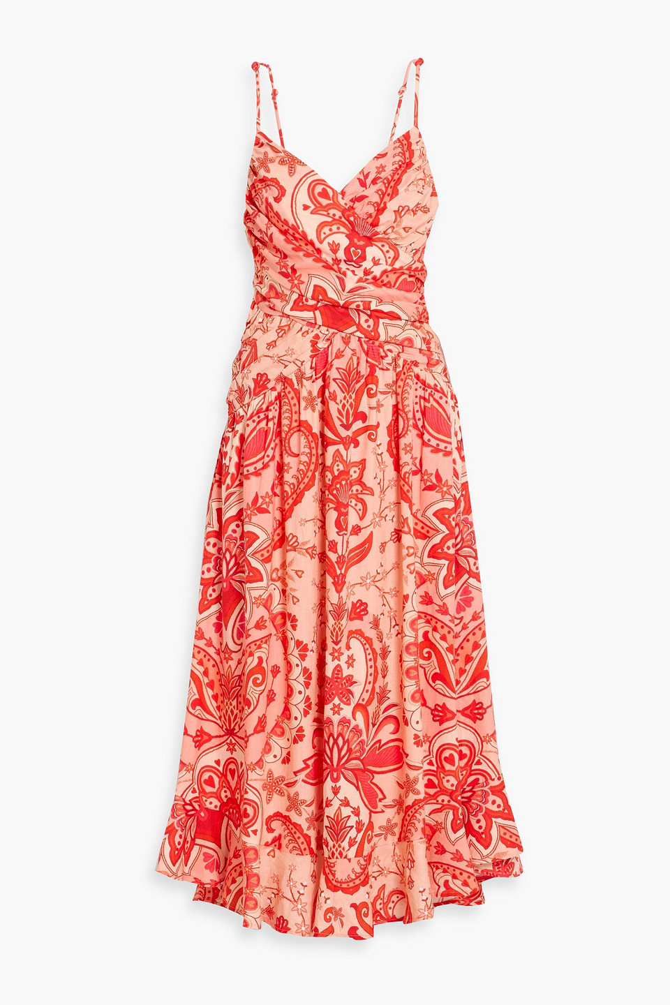 farm rio - paisley-print linen-blend maxi dress - red - xl