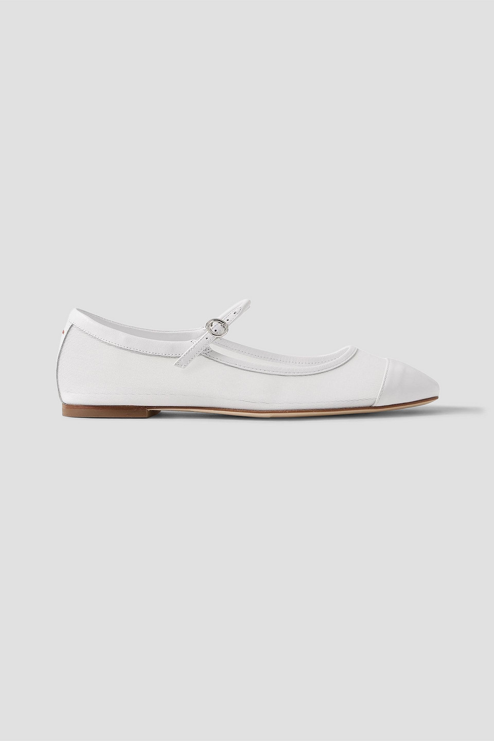 Aeyde Uma Mesh And Leather Mary Jane Flats In White