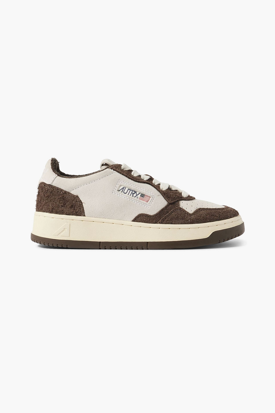 autry - medalist low nubuck-trimmed brushed-suede sneakers - neutral - eu 35