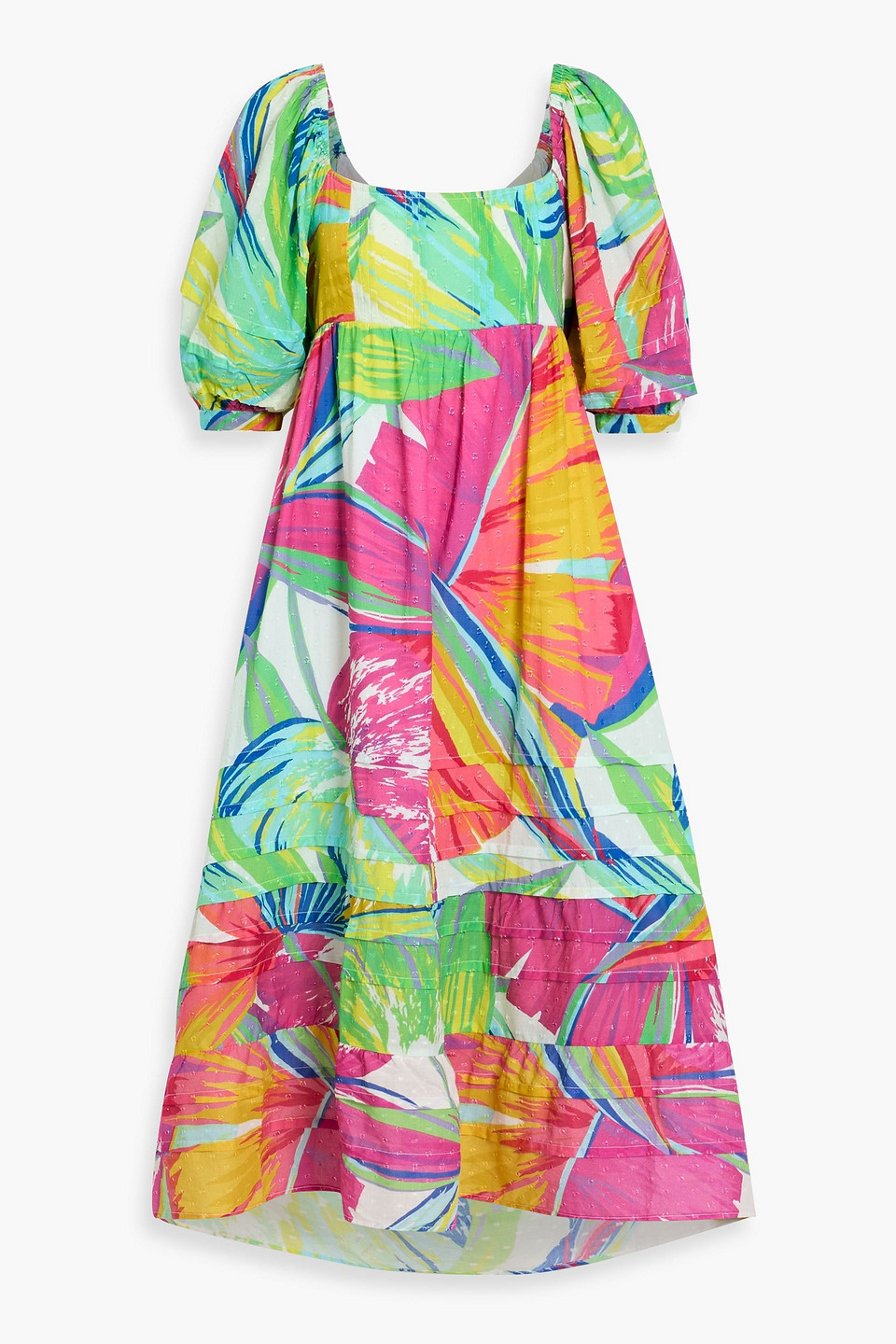 Farm Rio Printed Swiss-dot Cotton-voile Midi Dress In Green