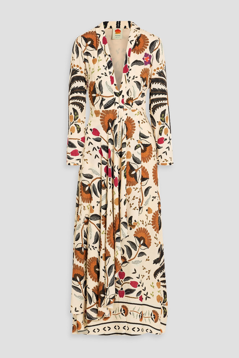 Farm Rio Printed Crepe Maxi Dress In White