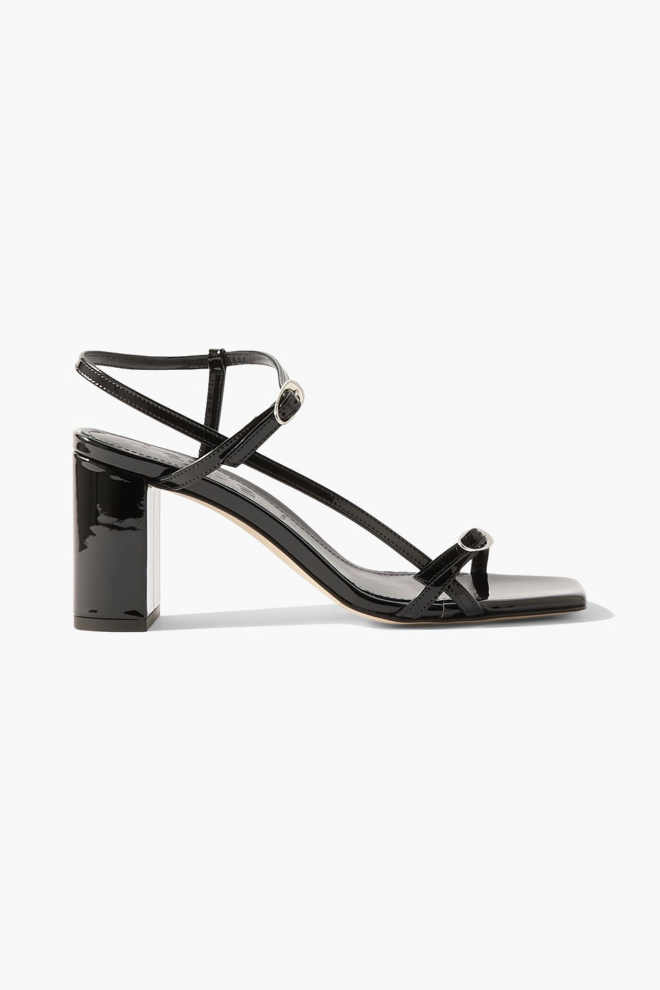 aeyde - franzi patent-leather sandals - black - eu 35.5
