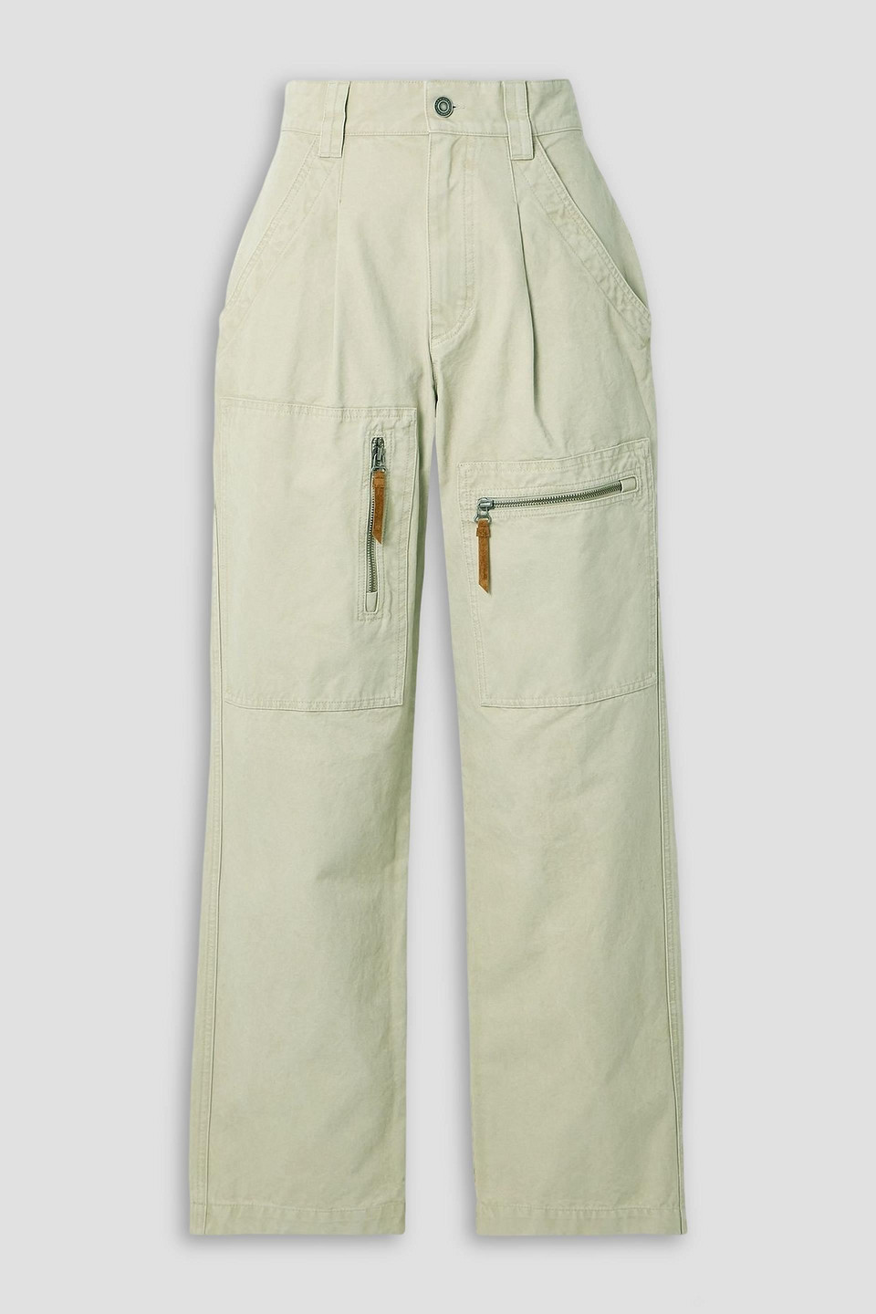 marant étoile - kanna pleated cotton-canvas straight-leg cargo pants - white - fr 36