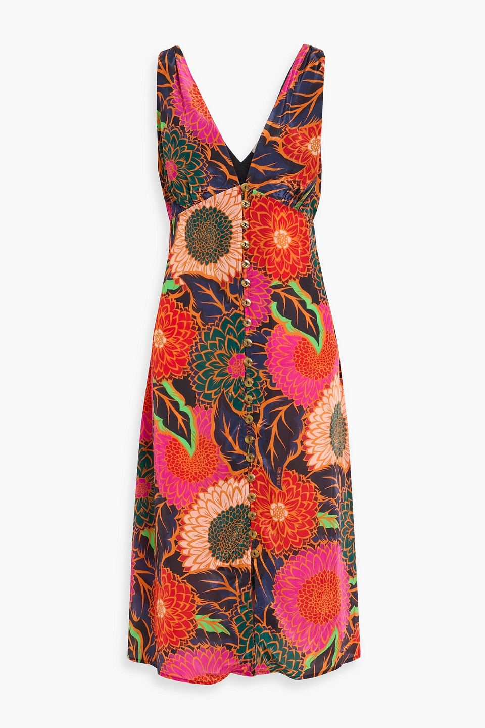 farm rio - floral-print satin midi dress - pink - xxs