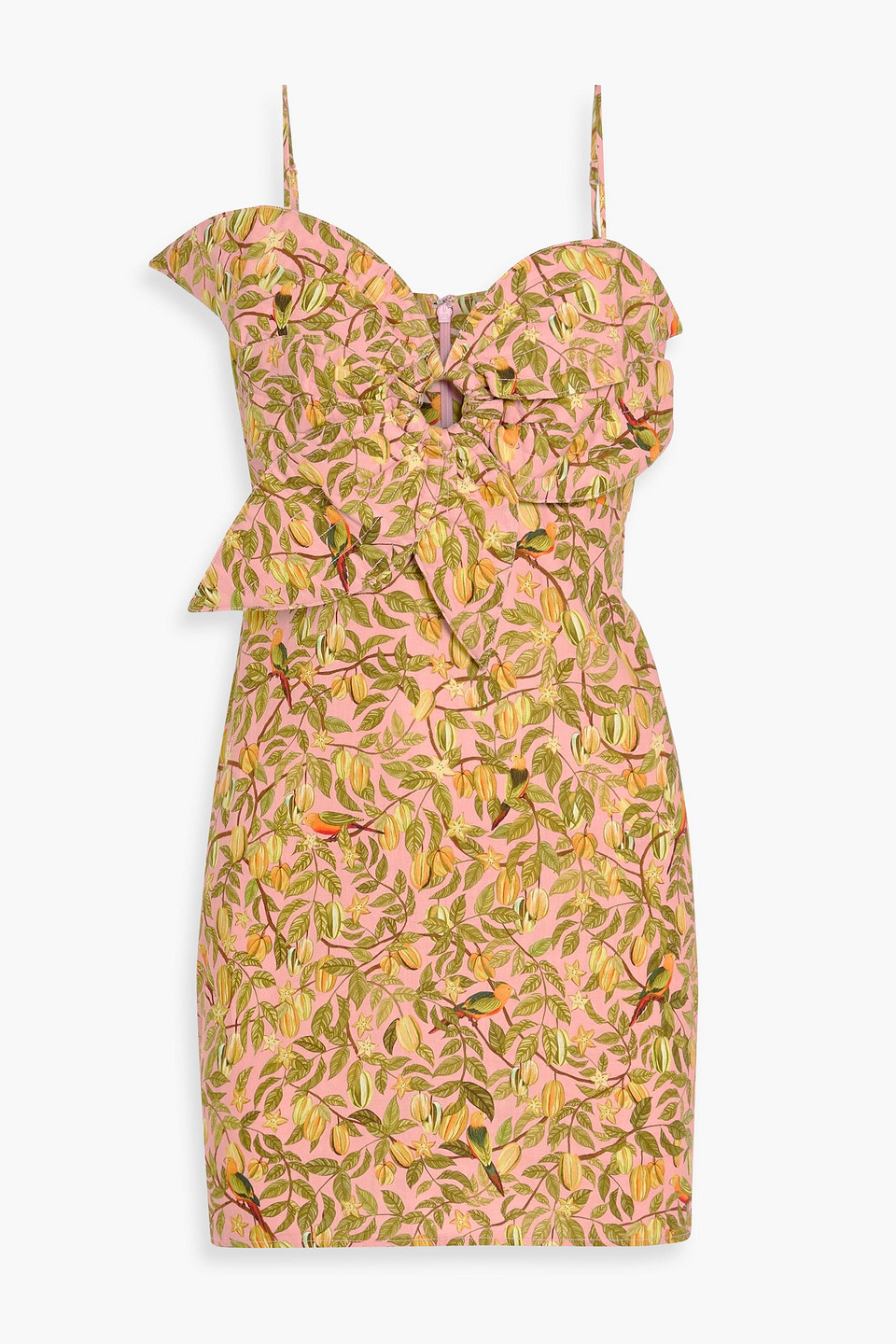 farm rio - printed linen-blend mini dress - pink - xxs