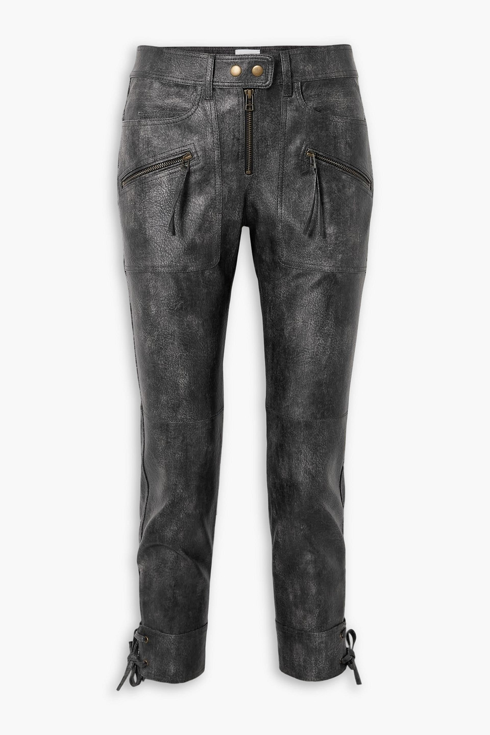 marant étoile - cindy lace-up cropped straight-leg pants - black - fr 40