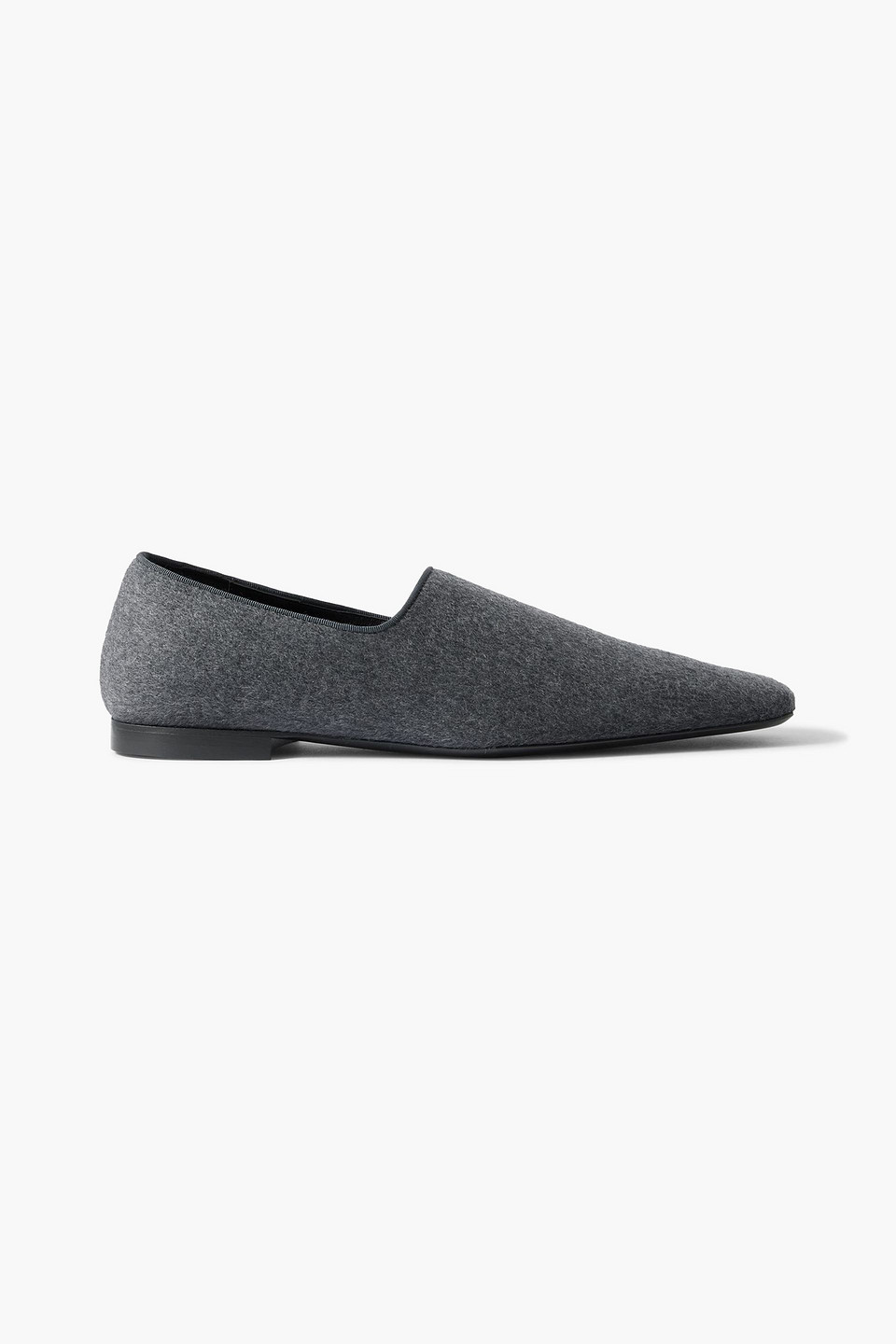 toteme - the piped wool and cashmere-blend felt loafers - gray - eu 38