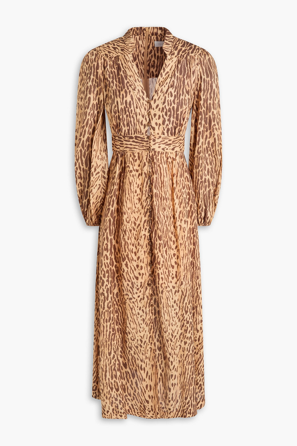 zimmermann - leopard-print linen midi dress - animal print - 1