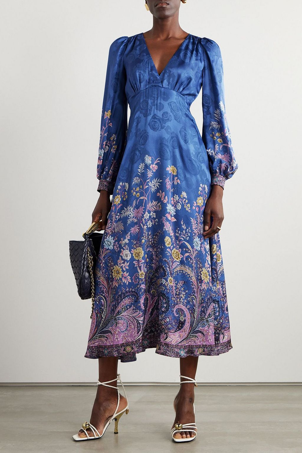 etro blue dress Etro Vertical-stripe long-sleeve Shirt Dress