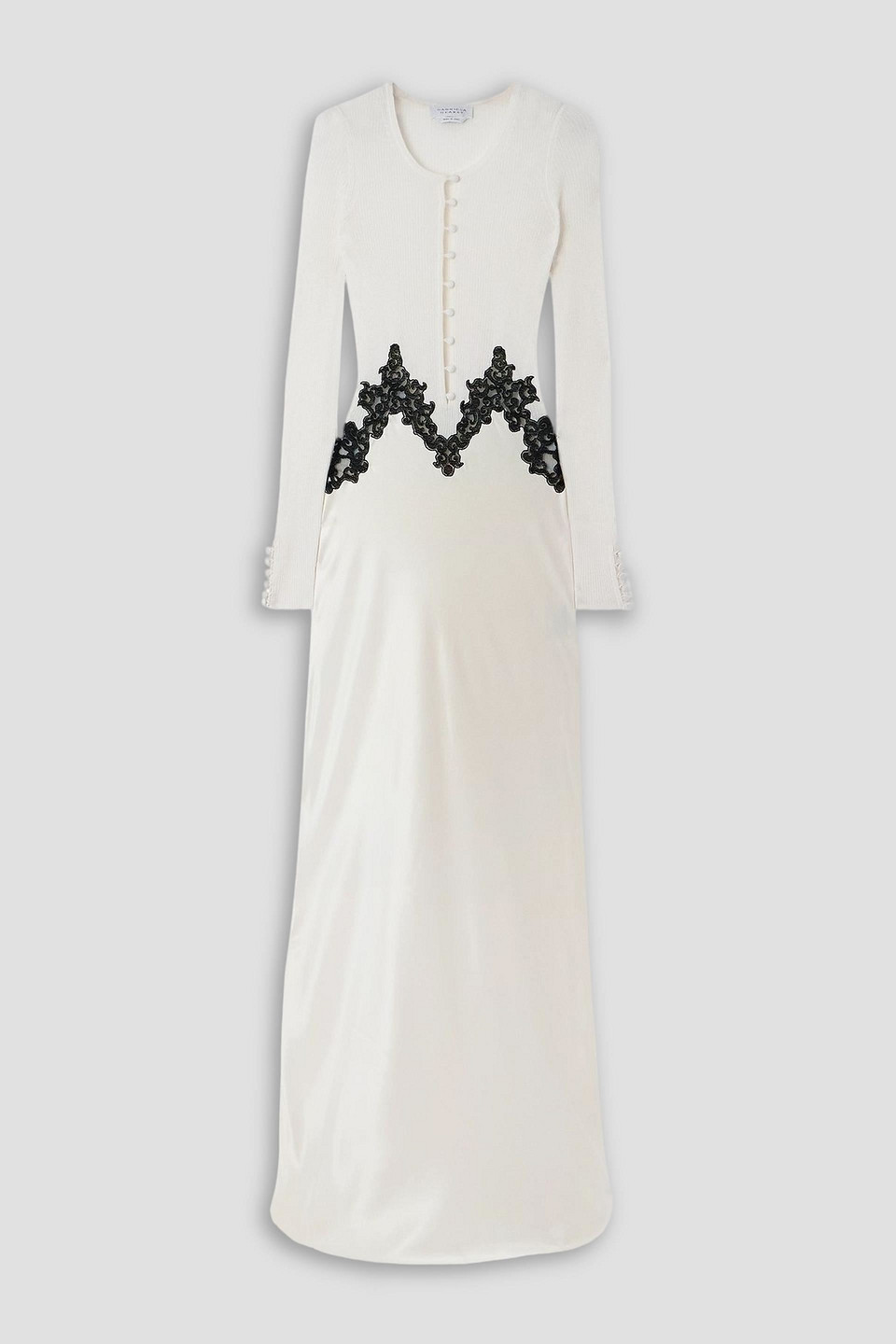 gabriela hearst - kerry lace-trimmed ribbed cashmere-blend and silk maxi dress - white - it 46