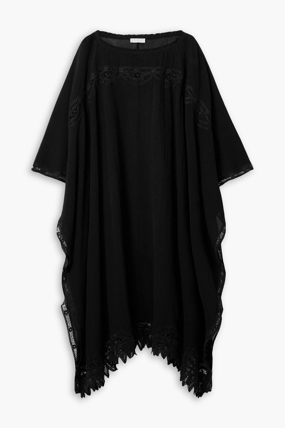Ulla Johnson Jourdana Lace-trimmed Cotton-gauze Coverup In Black
