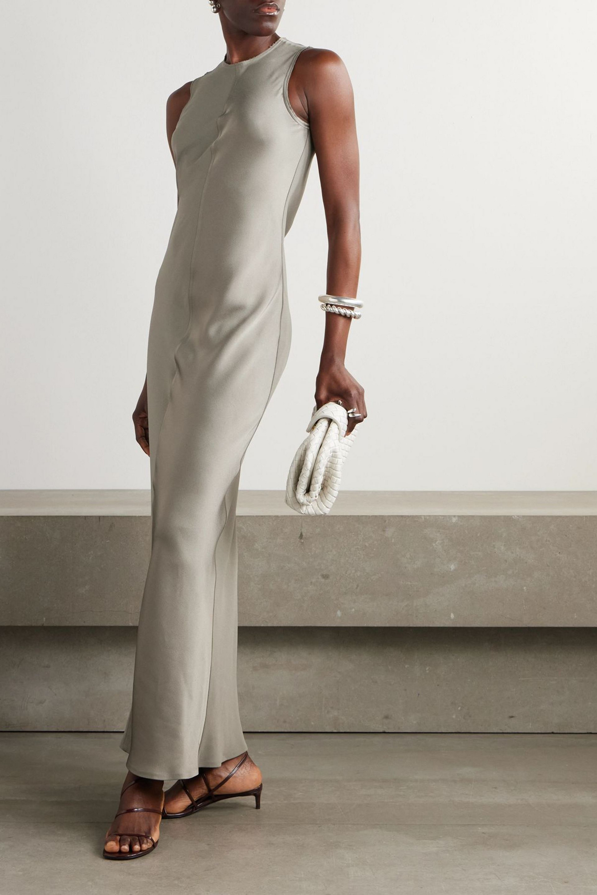 AMI ALEXANDRE MATTIUSSI Satin-crepe maxi dress