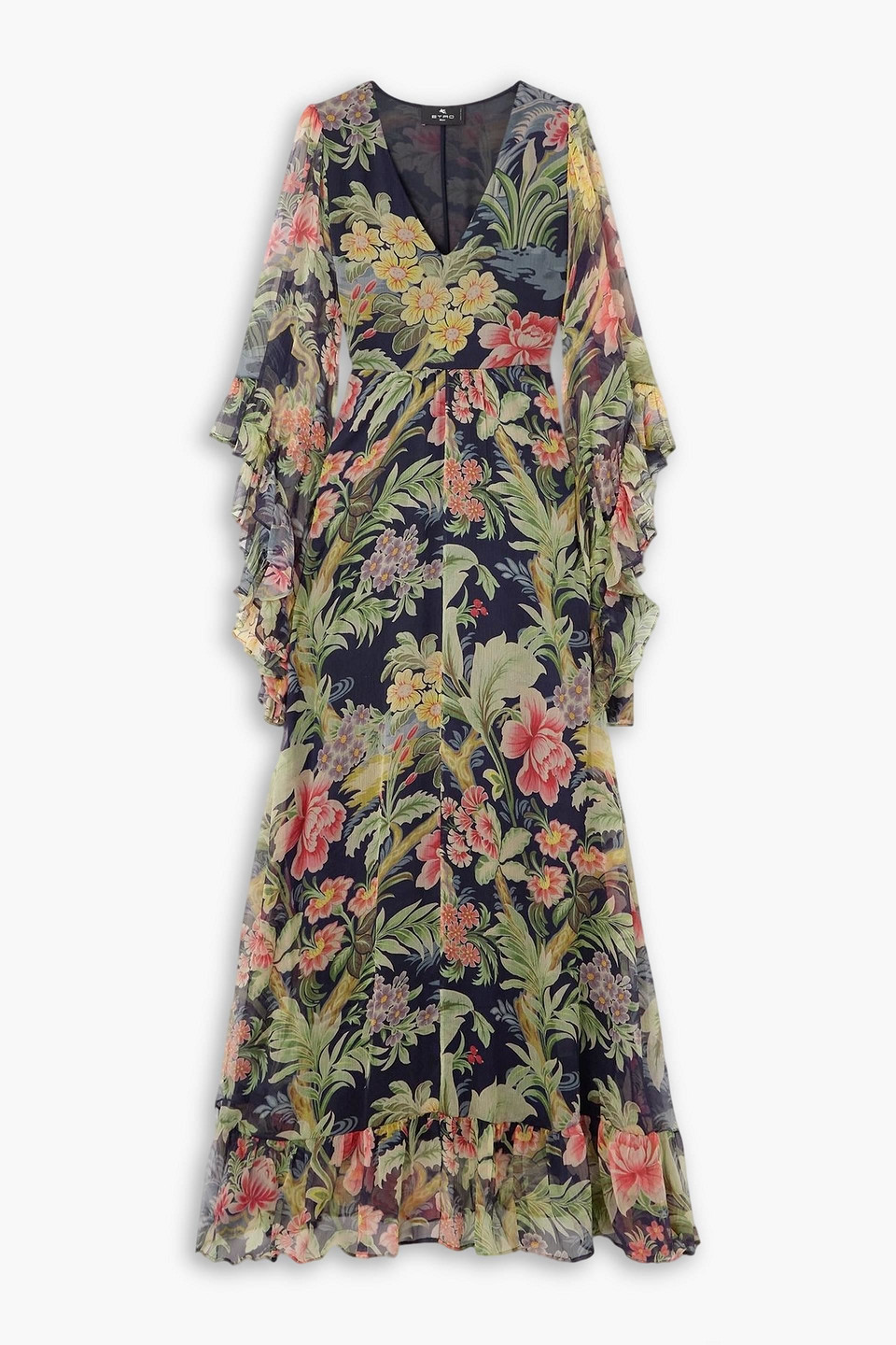 etro - floral-print tiered silk-chiffon maxi dress - black - it 40