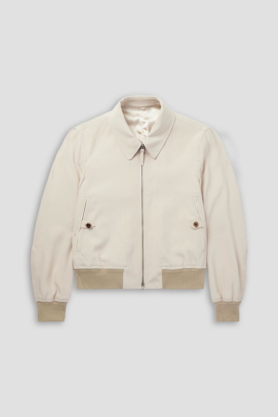 Tom Ford Reversible Leather-trimmed Silk-satin And Silk-crepe Bomber Jacket In White