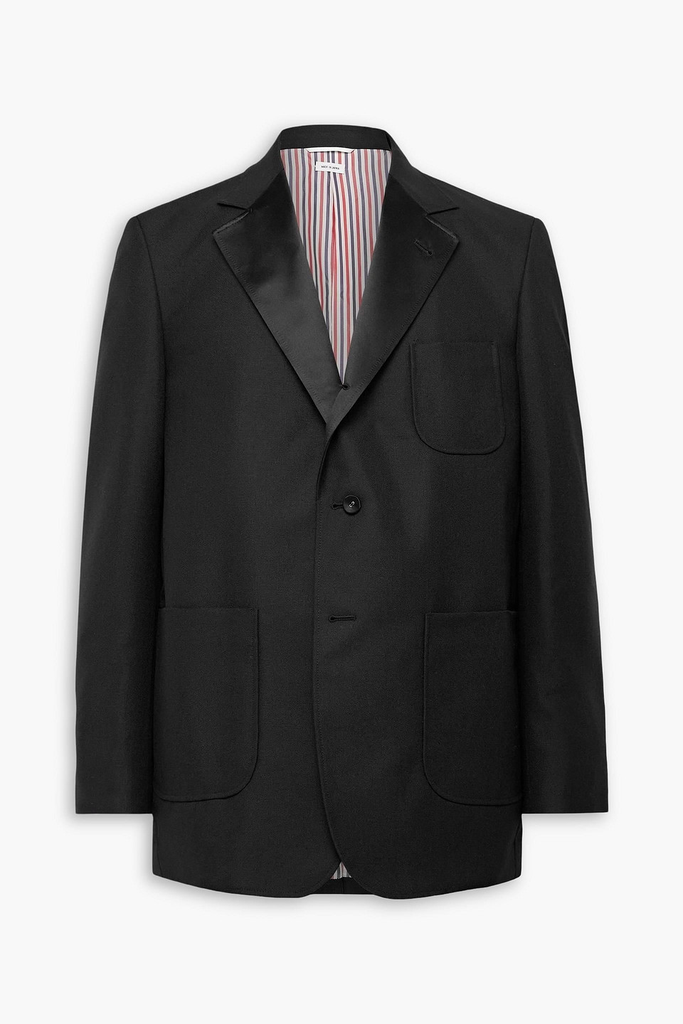 thom browne - oversized satin-trimmed wool and mohair-blend blazer - black - 2