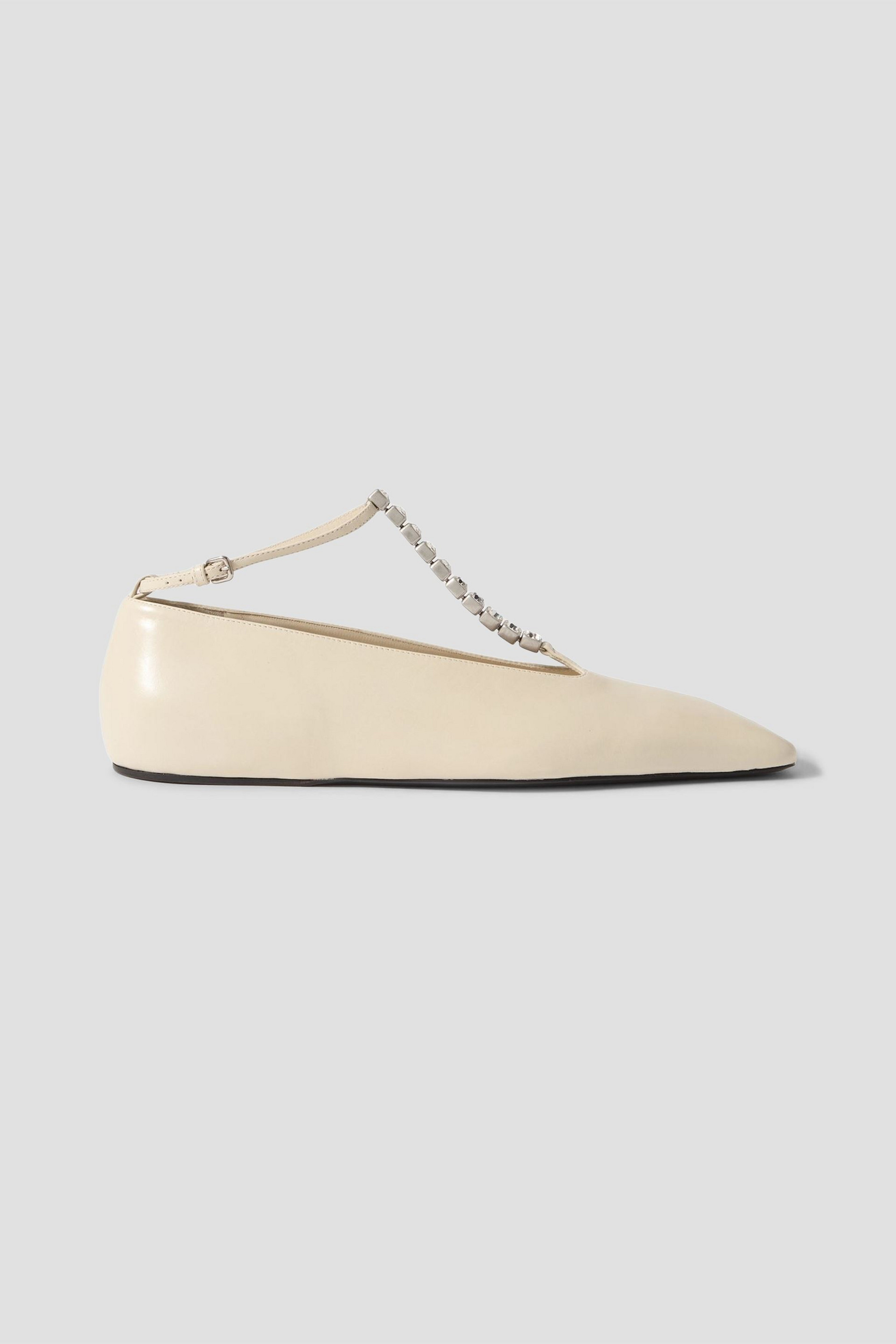 Jil Sander Crystal-embellished leather ballet flats