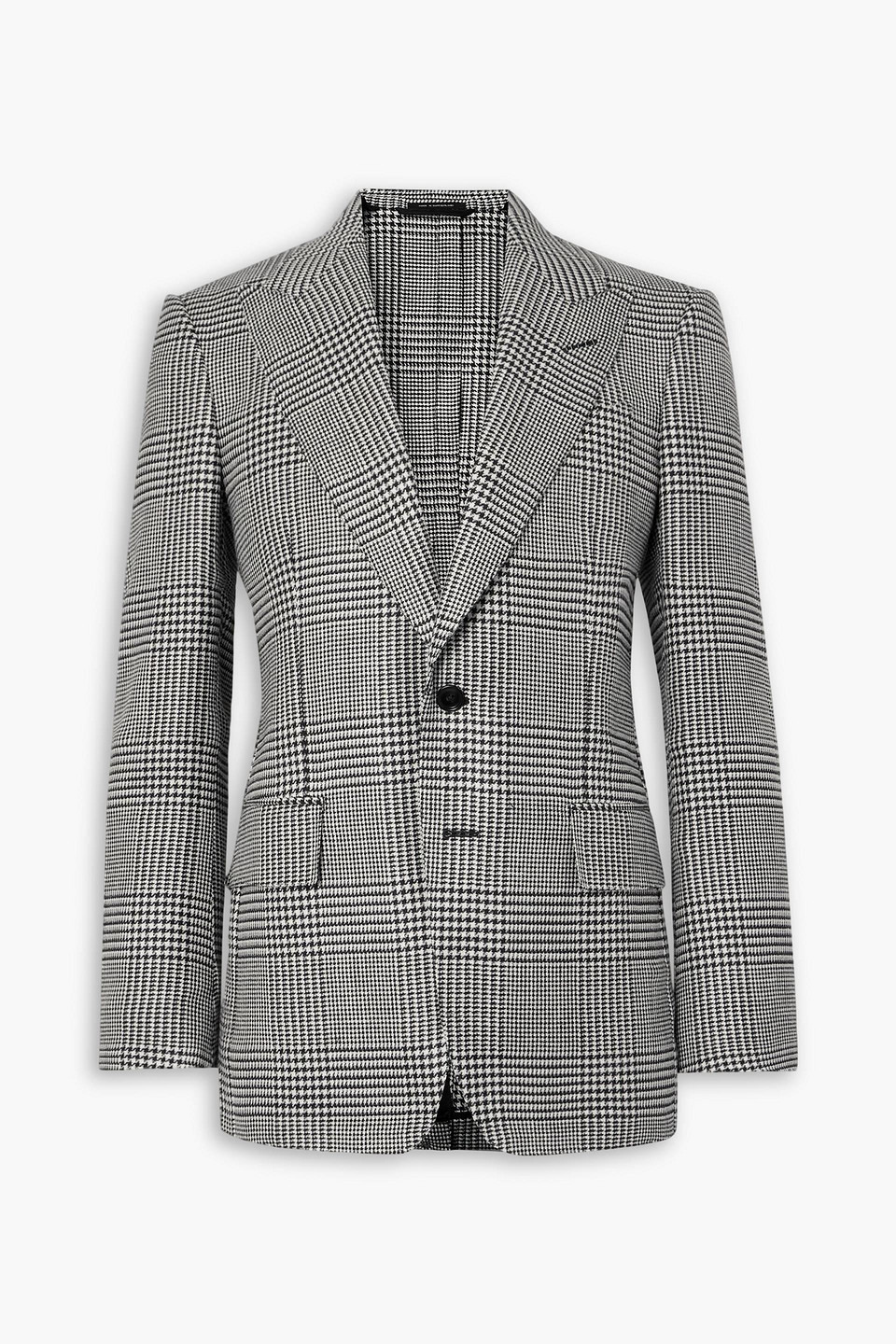 tom ford - dyllan prince of wales checked stretch wool, silk, linen and mohair-blend blazer - black - it 54