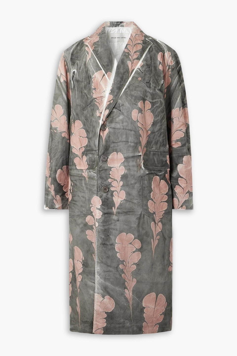dries van noten - floral-print cotton coat - gray - m