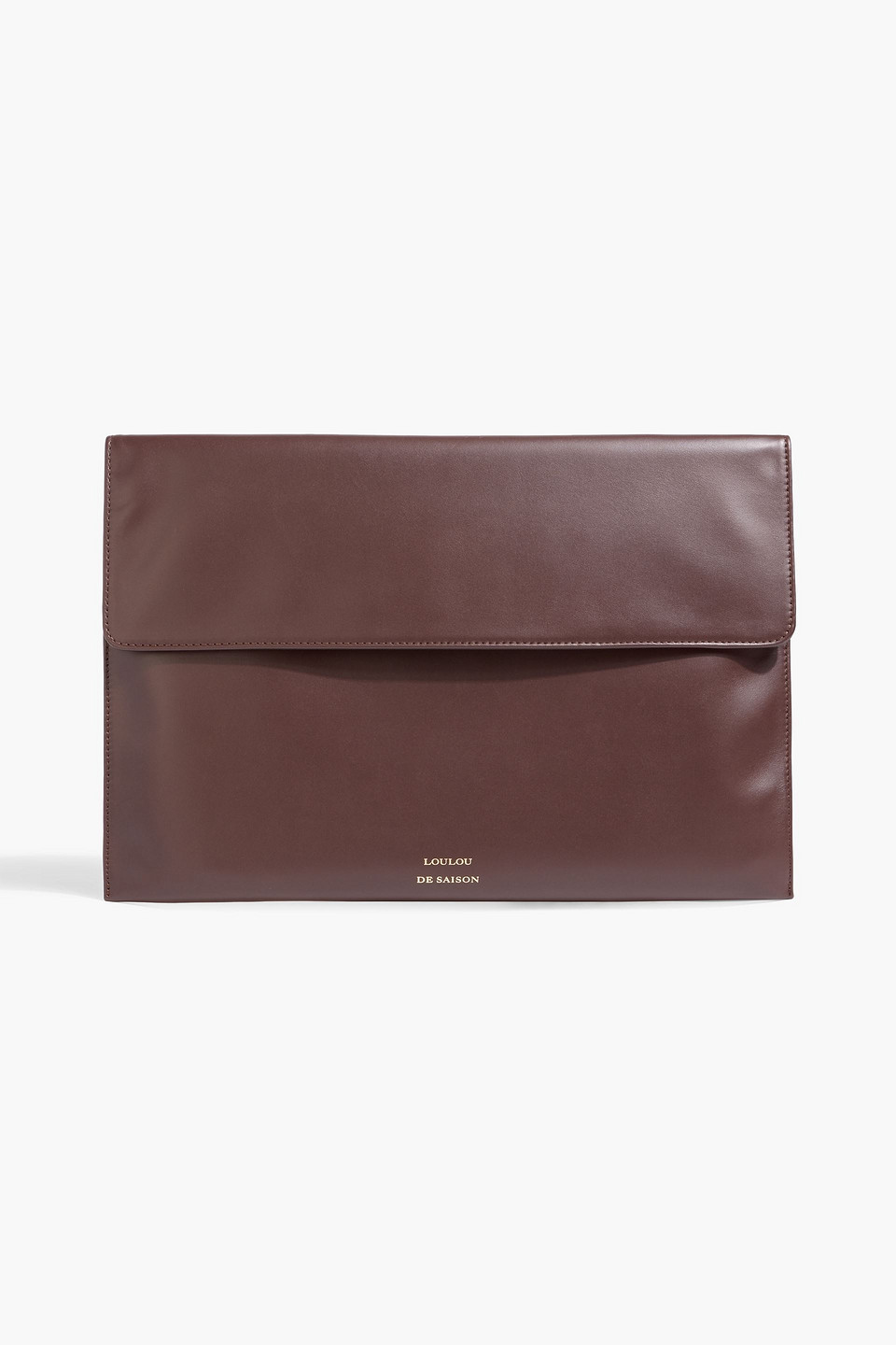 loulou de saison - gaia glossed-leather clutch - brown - onesize