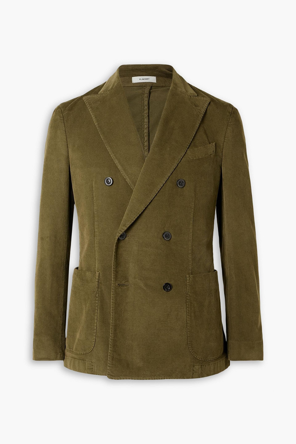 boglioli - double-breasted cotton-blend corduroy suit jacket - green - it 46
