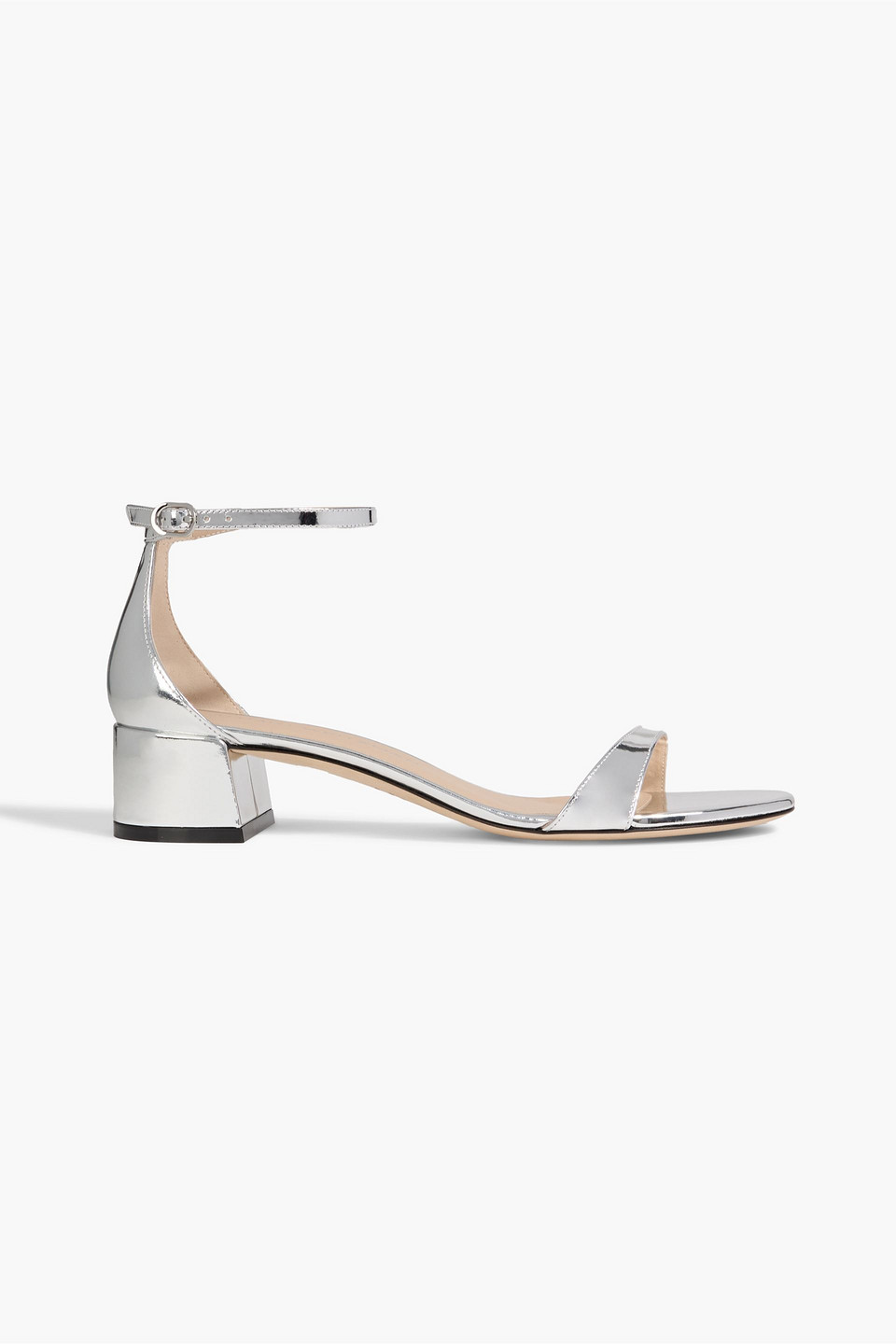 stuart weitzman - mirrored-leather sandals - metallic - us 6.5