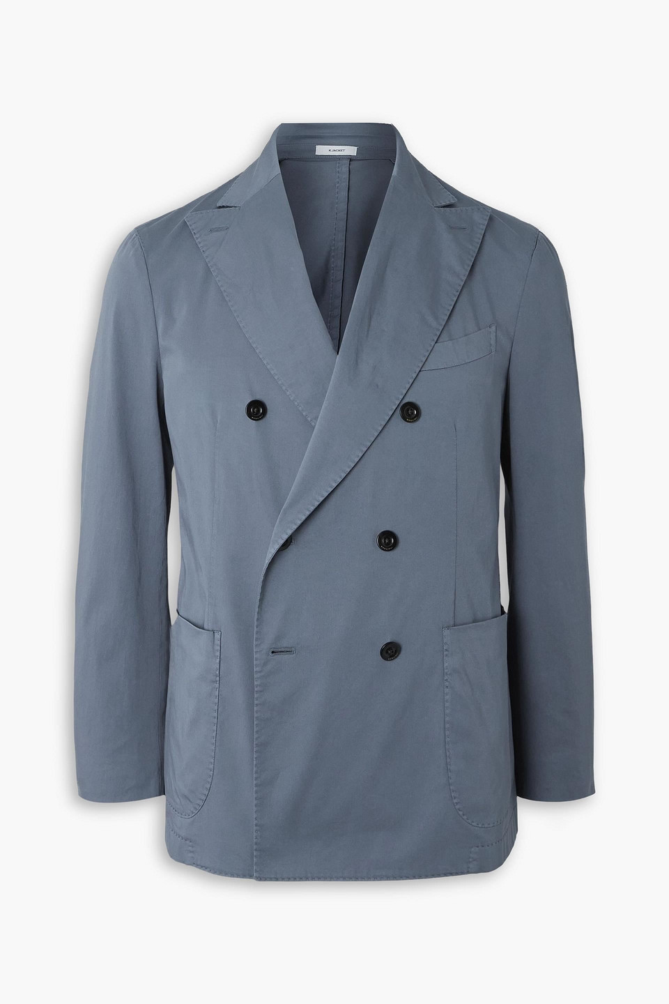 boglioli - slim-fit double-breasted cotton-blend suit jacket - blue - it 52