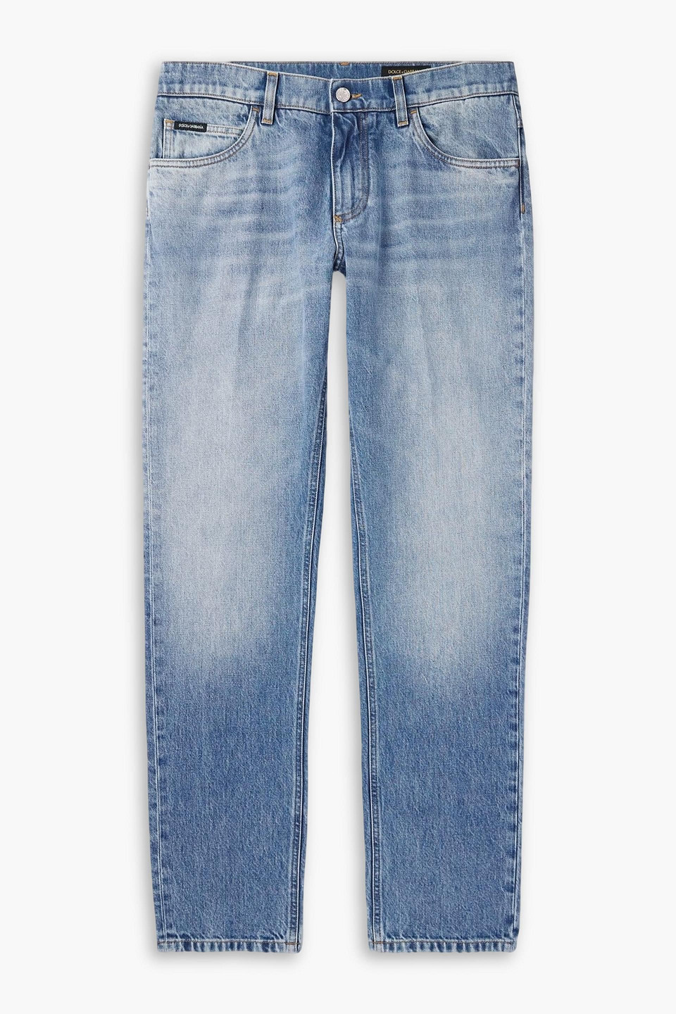 dolce&gabbana - slim-fit logo-appliquéd denim jeans - blue - it 44