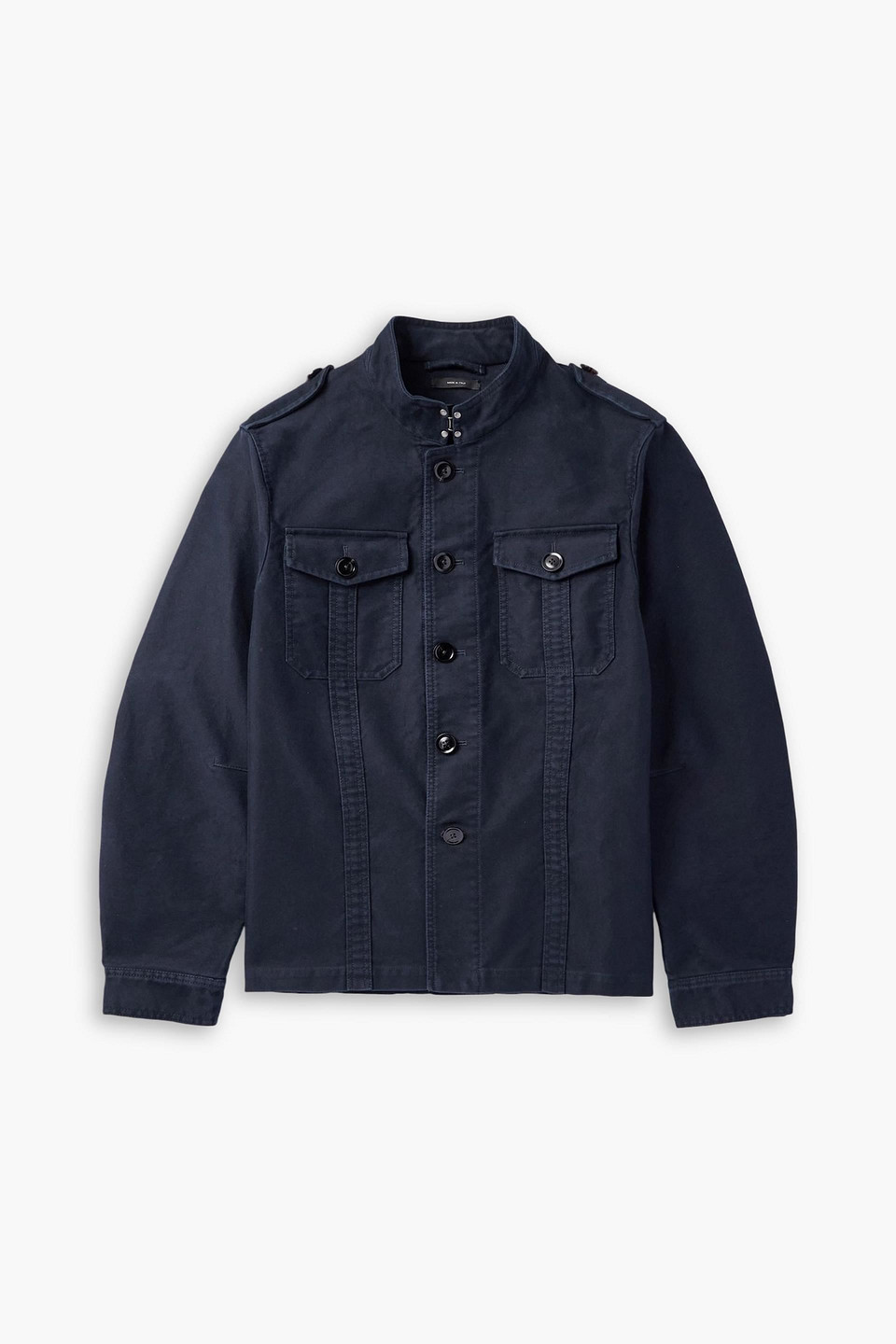 tom ford - leather-trimmed cotton field jacket - blue - it 56