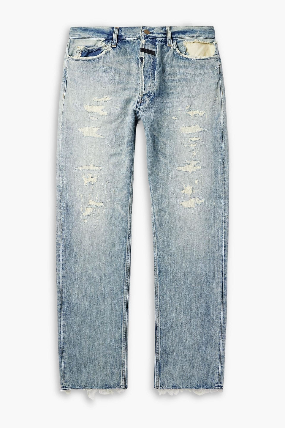 fear of god - tapered distressed denim jeans - blue - 28