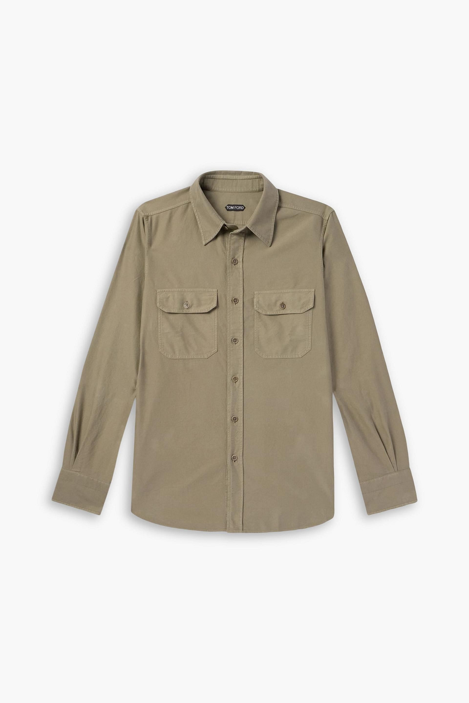 tom ford - slim-fit cotton-moleskin shirt - green - eu 43