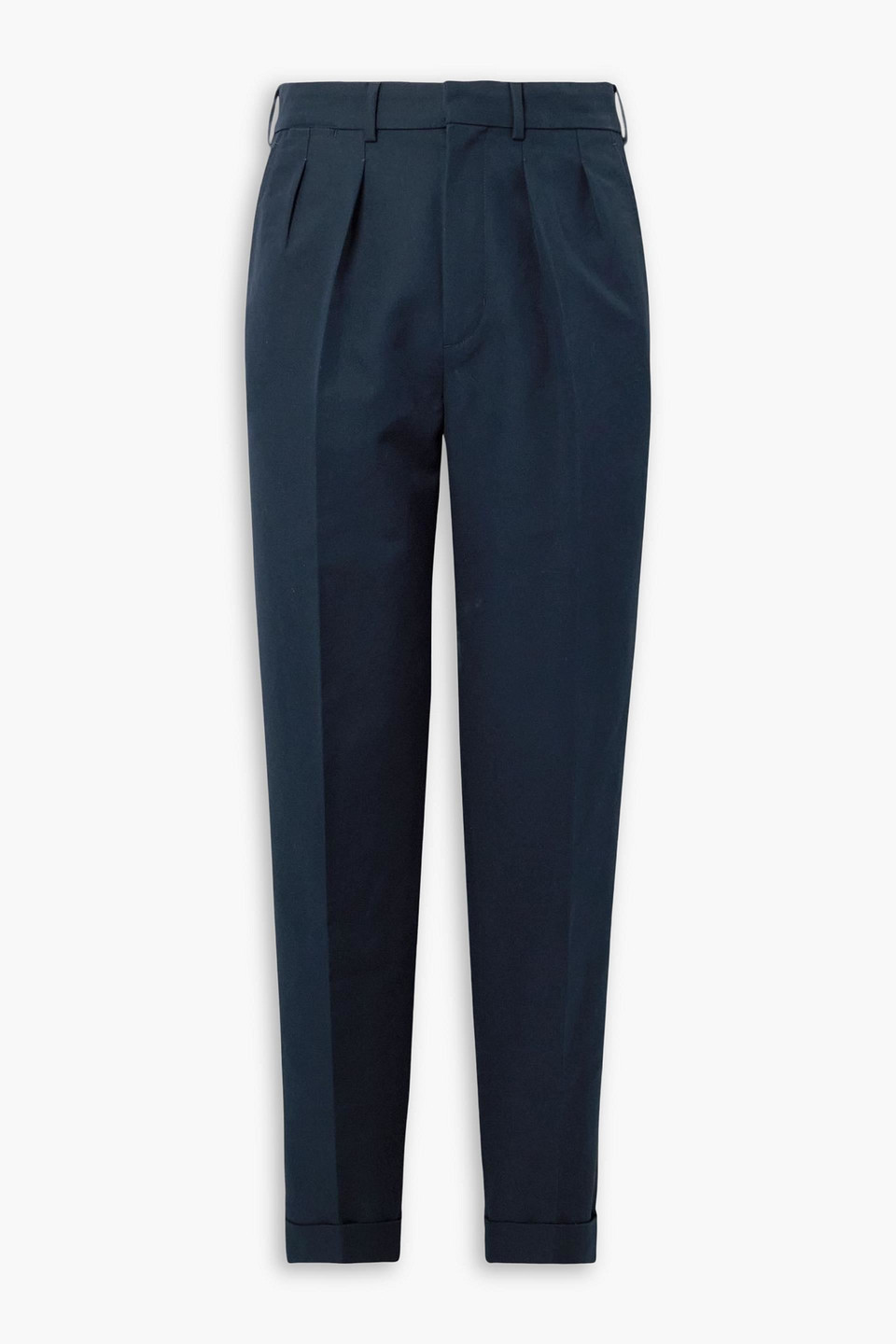 tom ford - tapered pleated cotton trousers - blue - 38