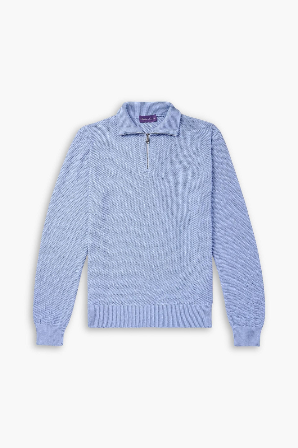ralph lauren purple label - mulberry silk and cotton-blend half-zip sweater - blue - s