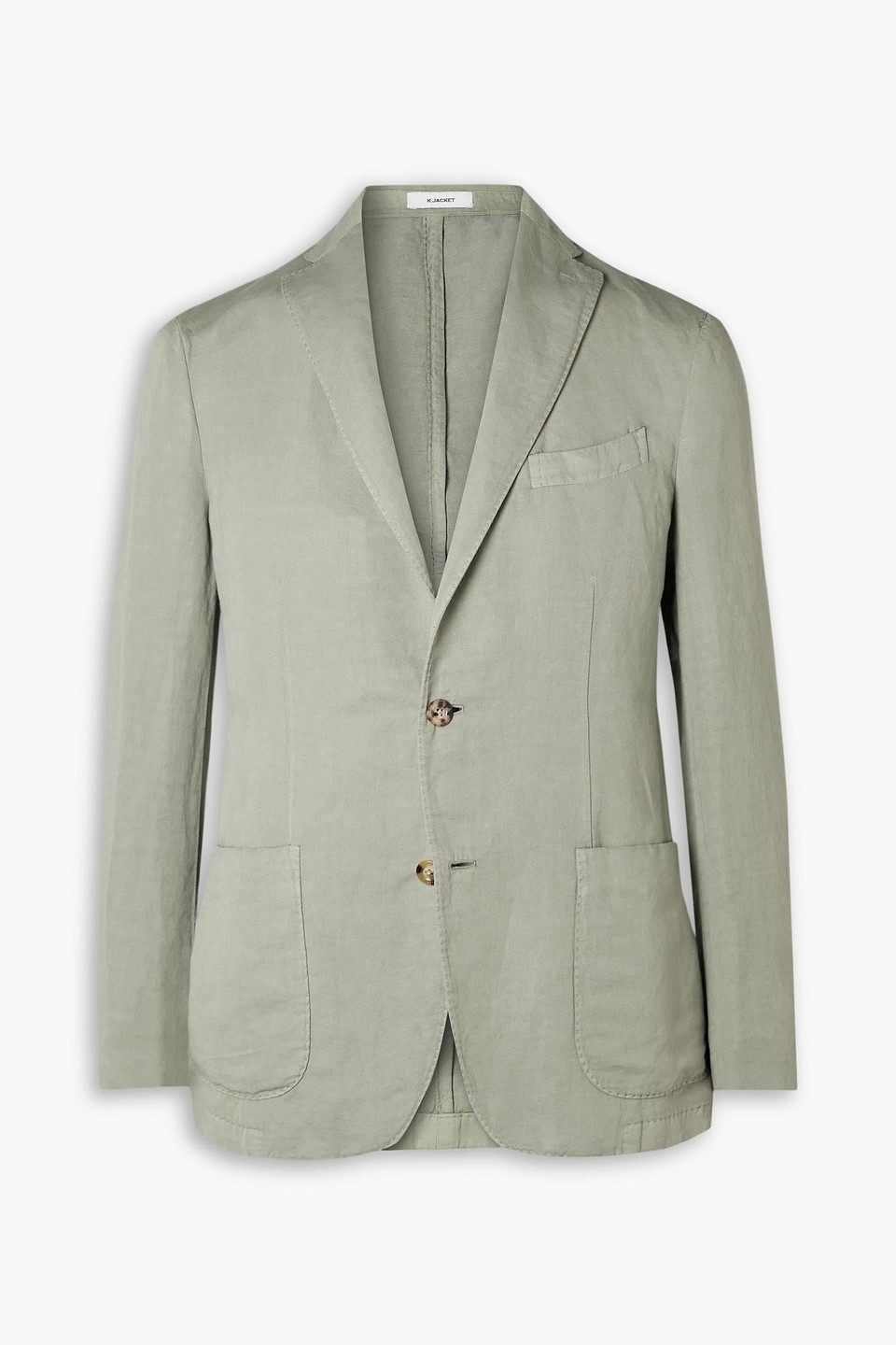 boglioli - unstructured garment-dyed cotton and linen-blend blazer - green - it 56