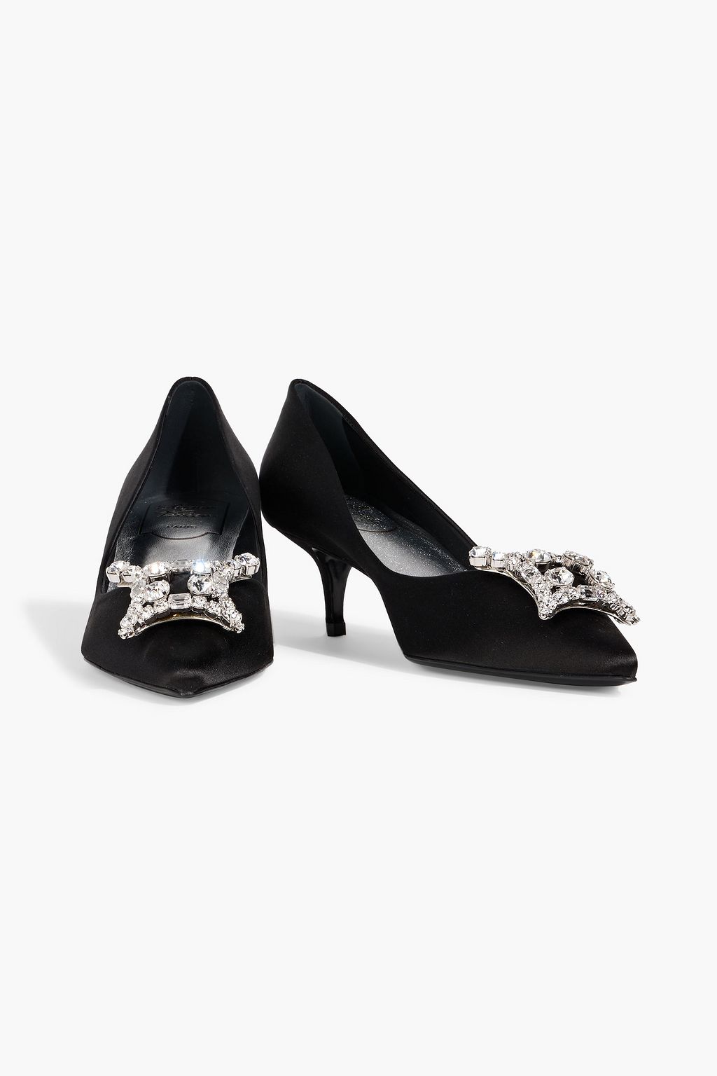 ROGER VIVIER　ハイヒール　バレッタ　黒　37.5　サテン ROGER VIVIER Decollete King crystal-embellished satin pumps | THE