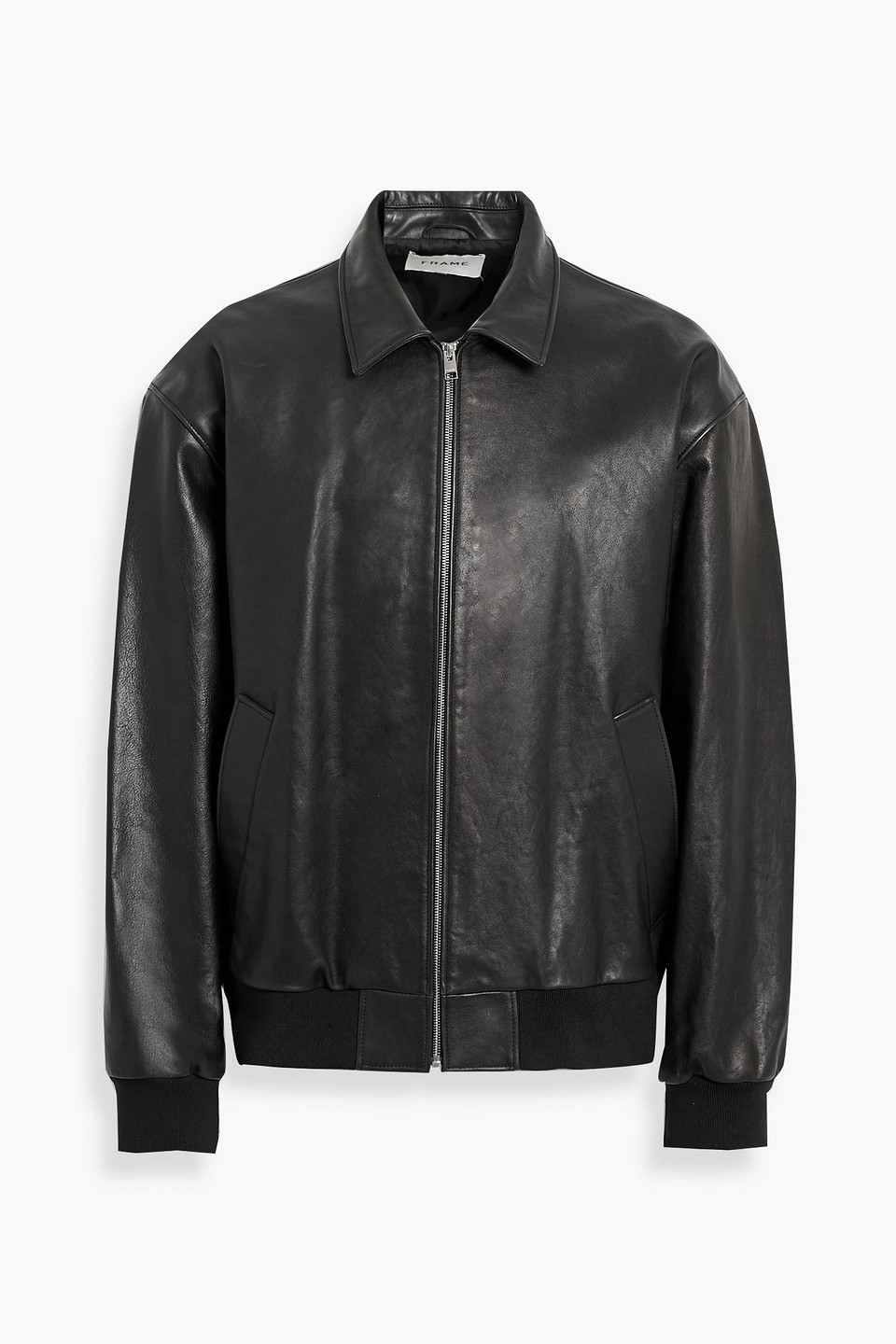 frame - leather biker jacket - black - m