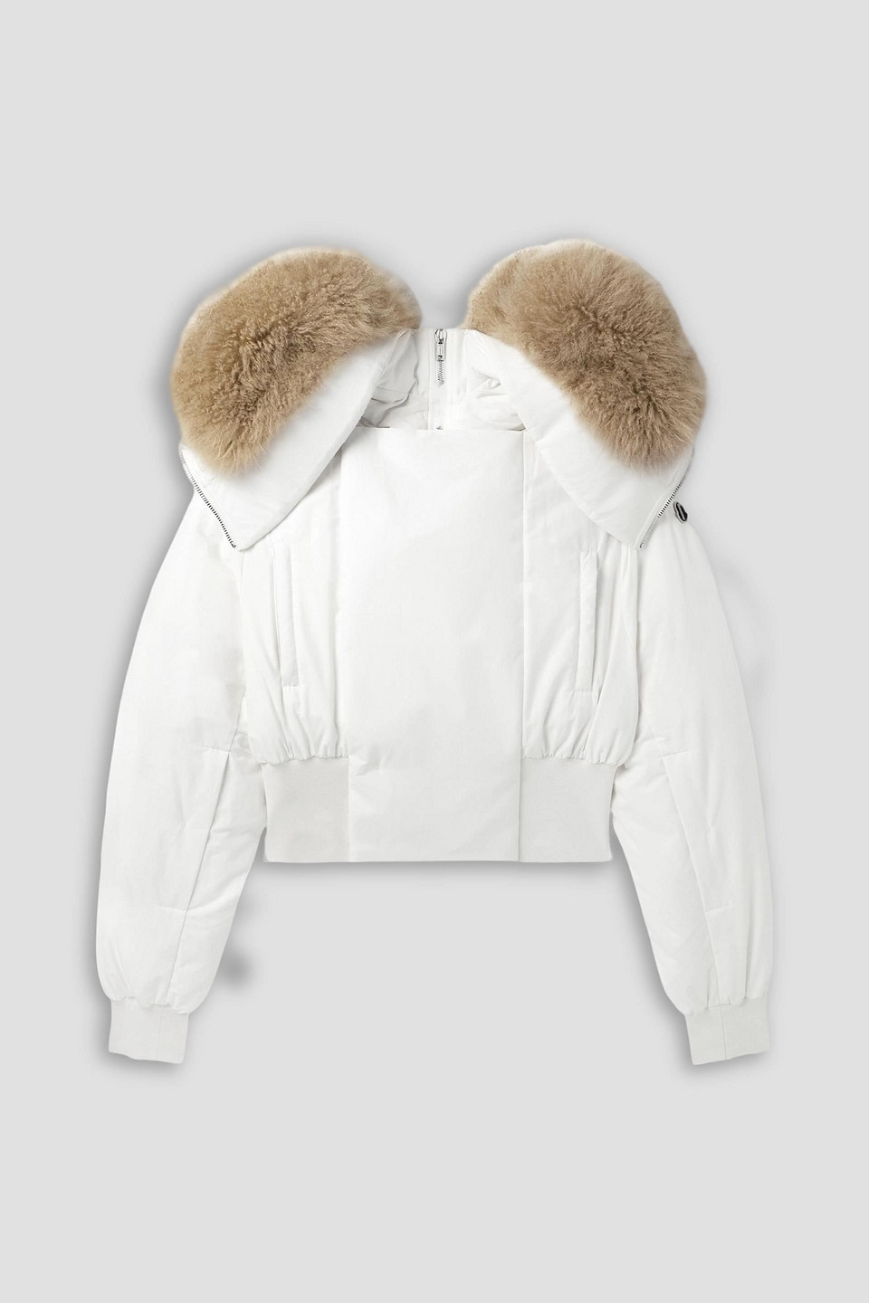 moncler - alice shearling-trimmed shell hooded down jacket - white - 2