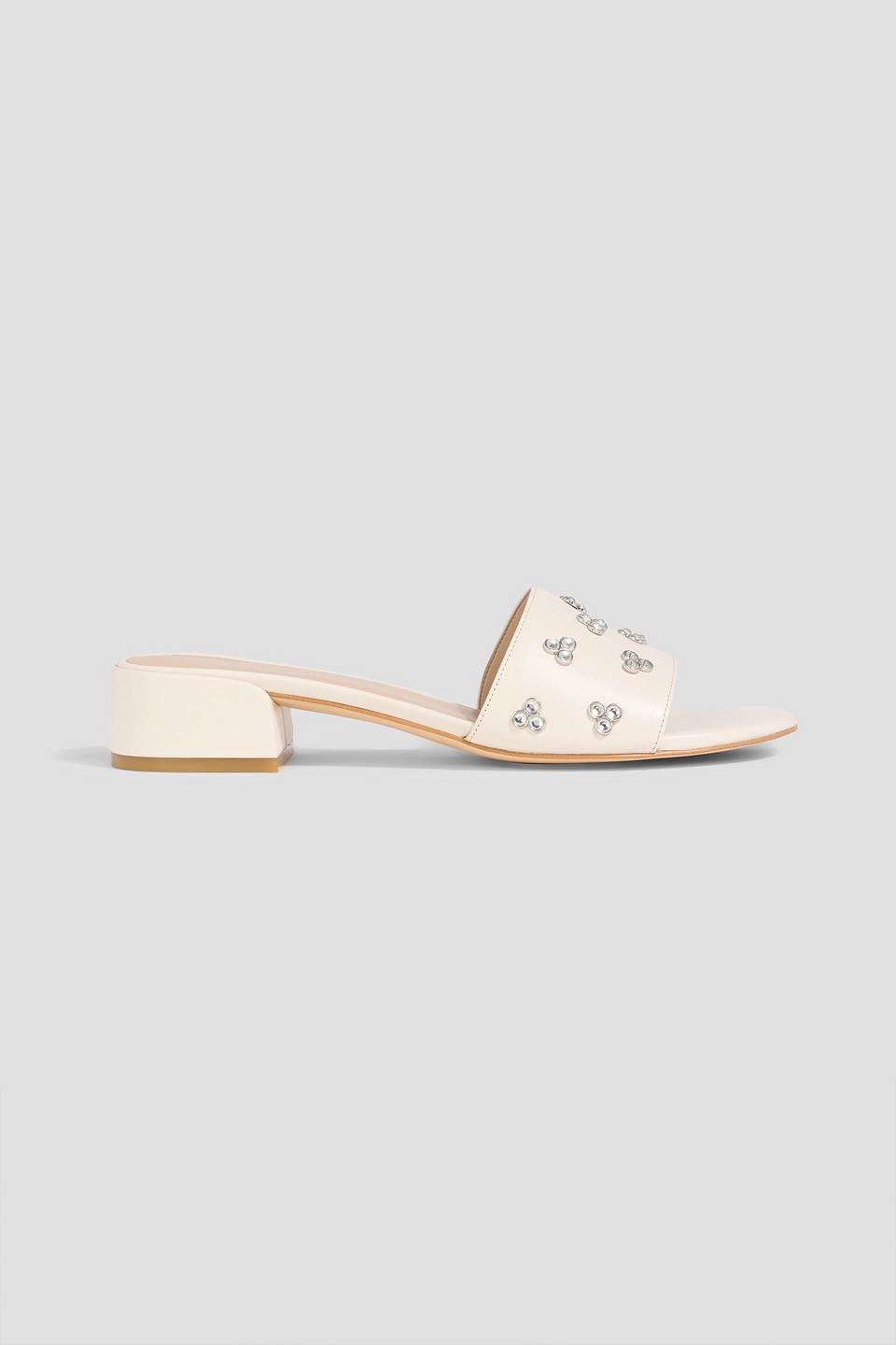 Stuart Weitzman Tammy Crystal-embellished Leather Mules In Neutral