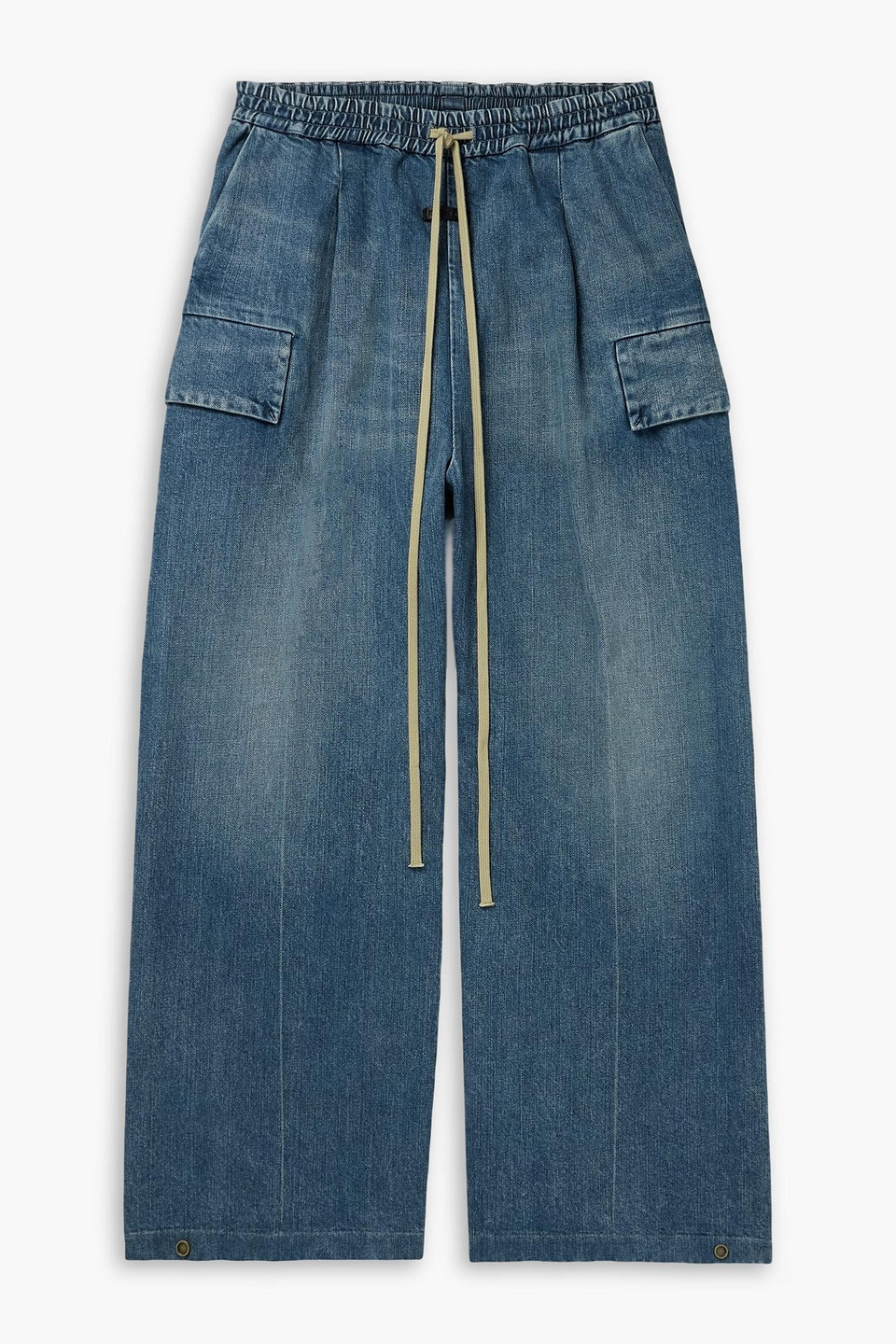 fear of god - wide-leg denim drawstring cargo jeans - blue - s