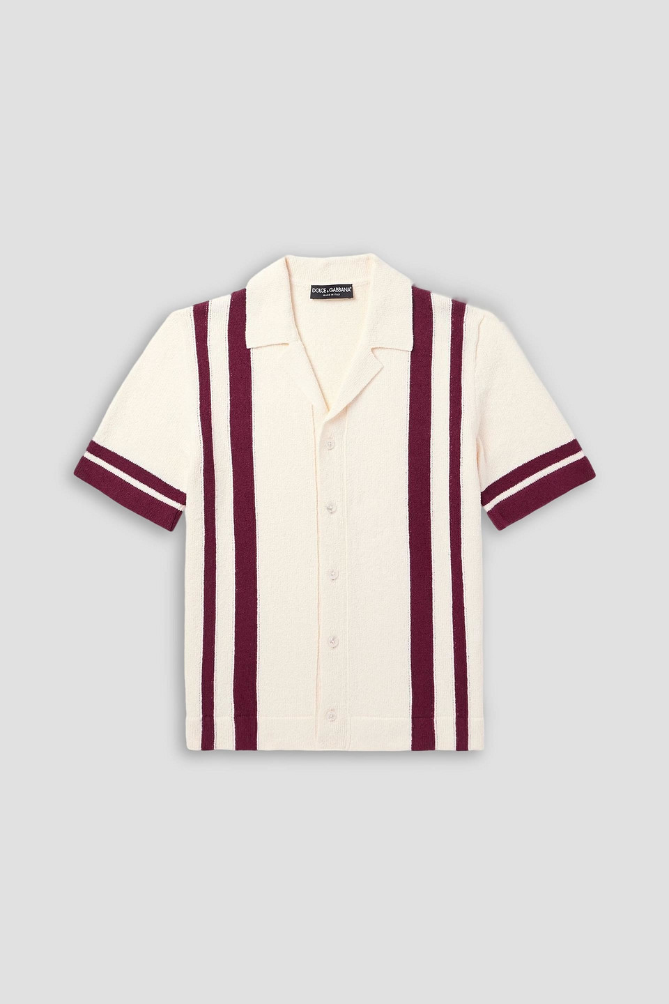 dolce&gabbana - striped cotton-blend polo shirt - white - it 46