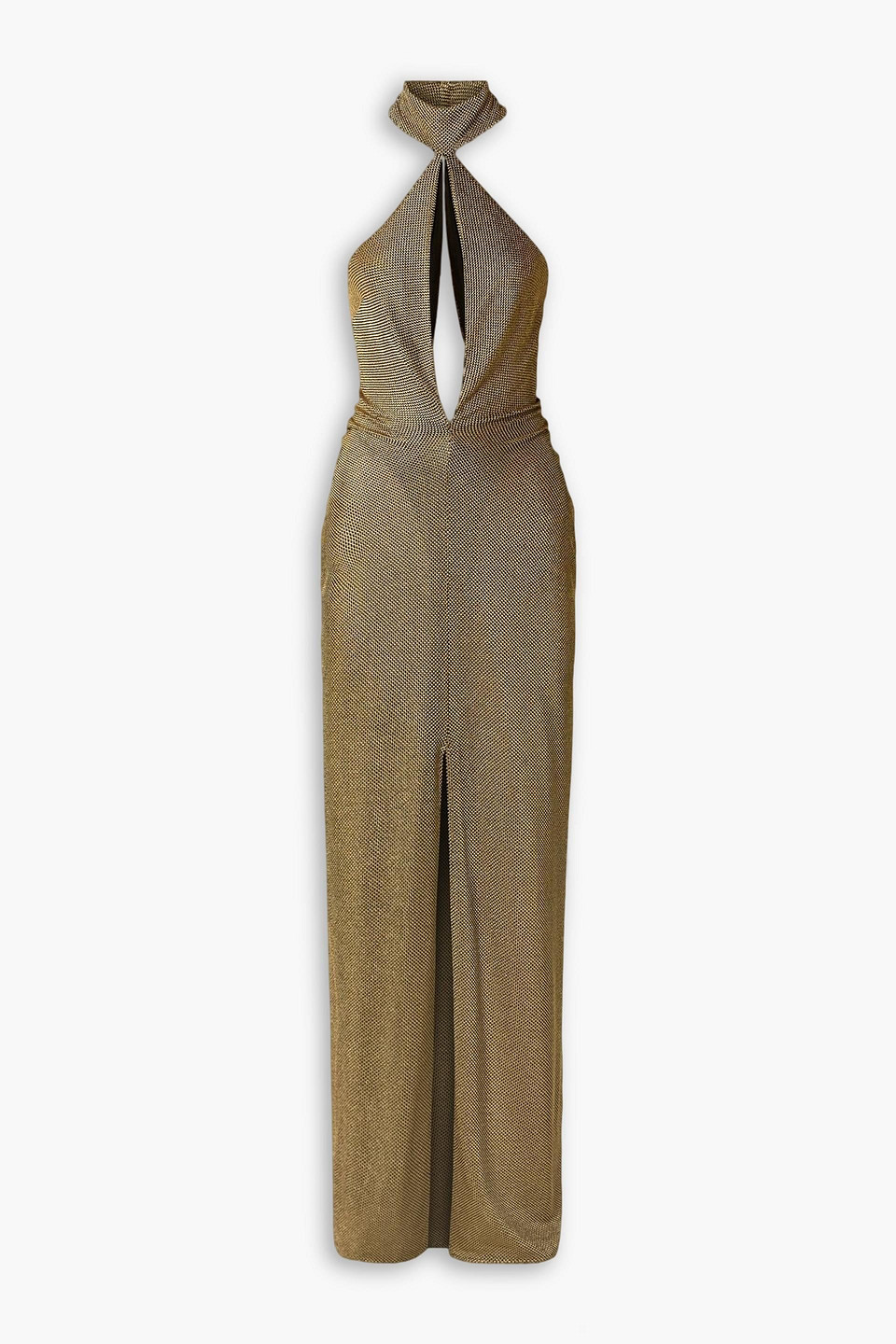 tom ford - cutout metallic stretch-knit halterneck gown - metallic - it 44