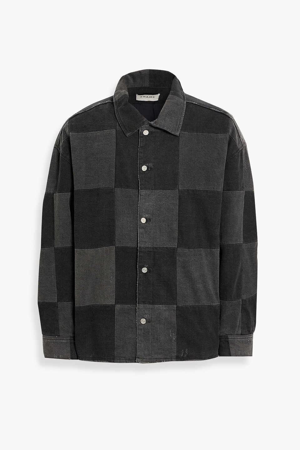 frame - patchwork denim jacket - black - l