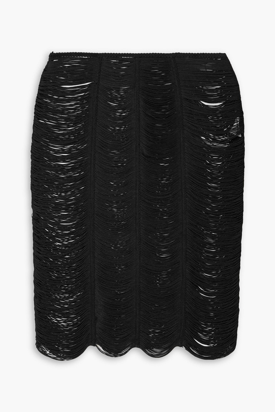 tom ford - fringed open-knit skirt - black - it 40