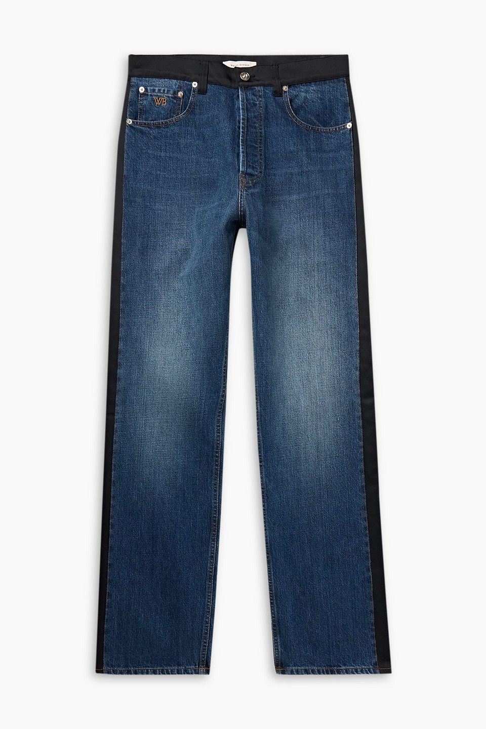 wales bonner - echo straight-leg satin-trimmed jeans - blue - 28