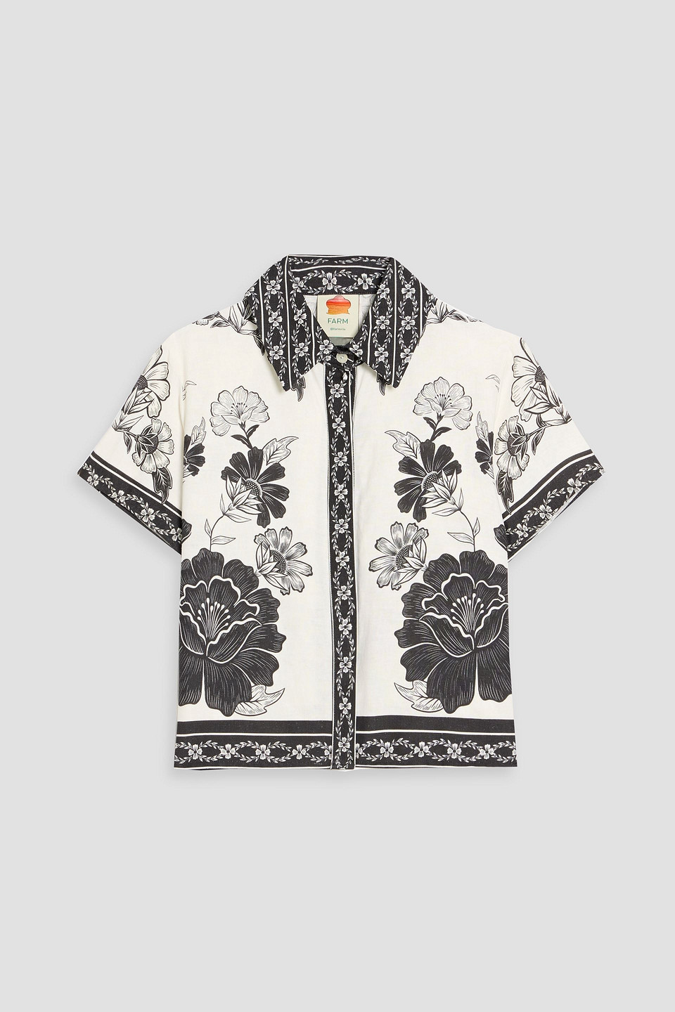 Farm Rio Printed Linen-blend Shirt In White