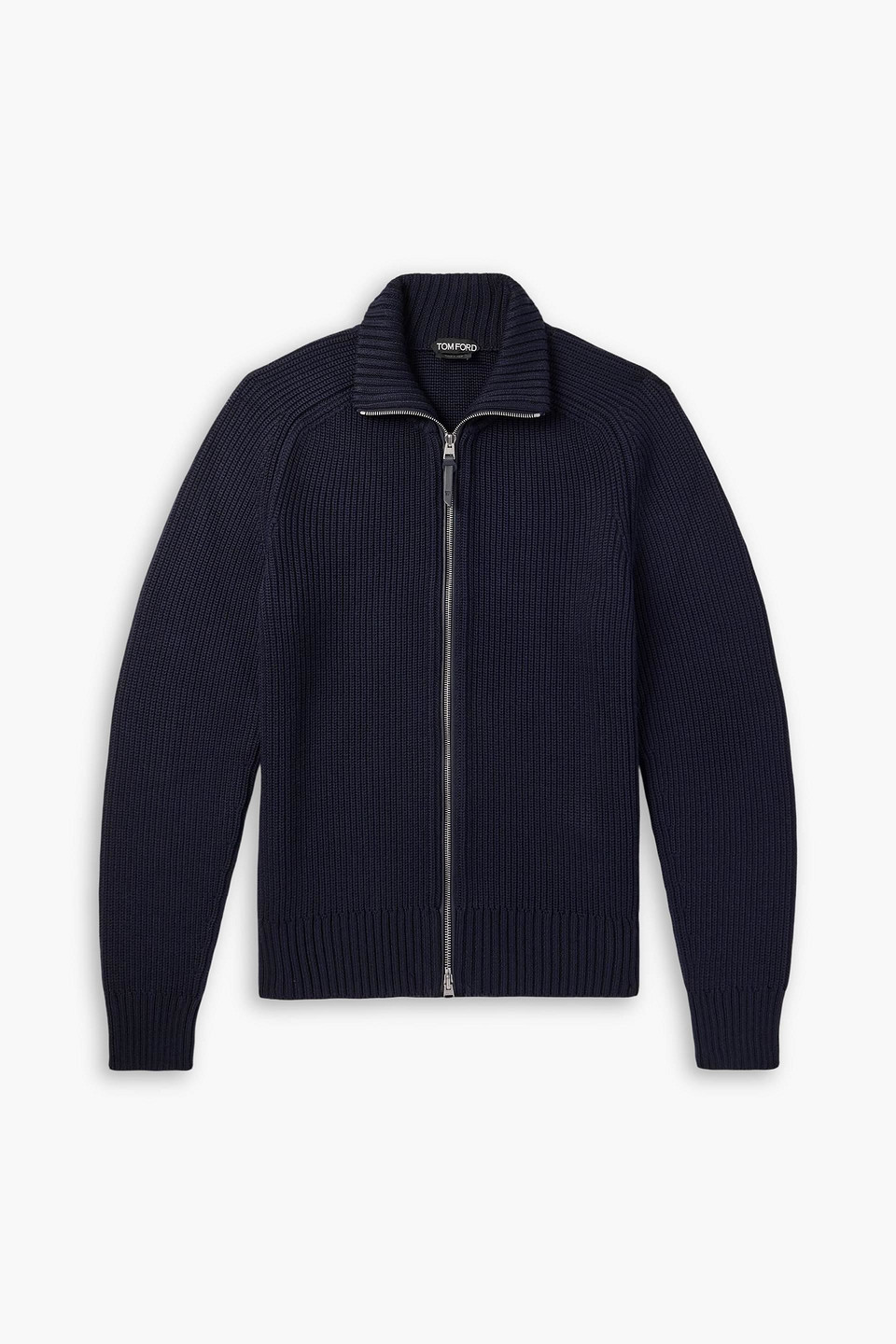 tom ford - slim-fit ribbed silk and merino wool-blend cardigan - blue - it 46